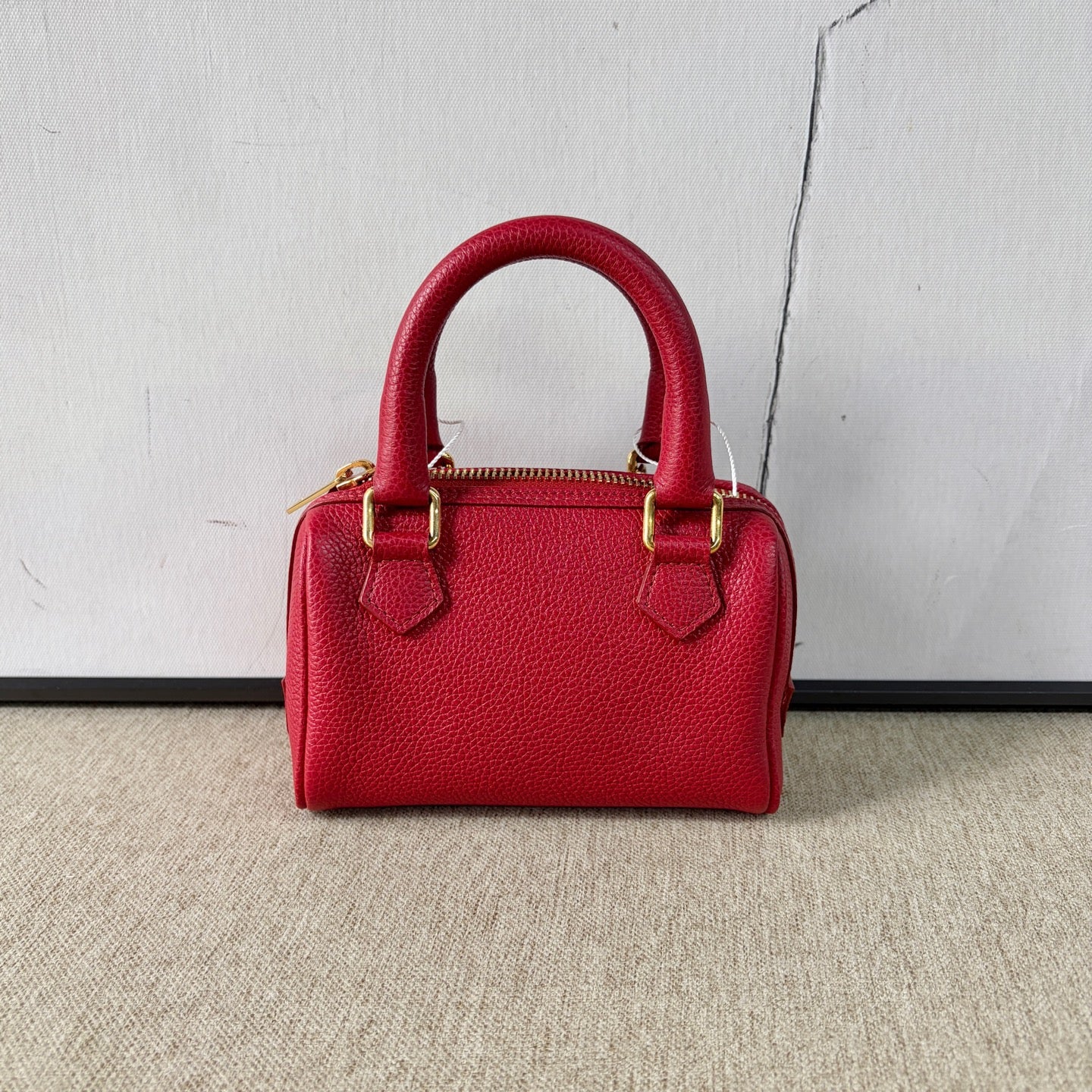 Celine - Triomphe Mini Boston Bag - Grained leather - Red - (mini)