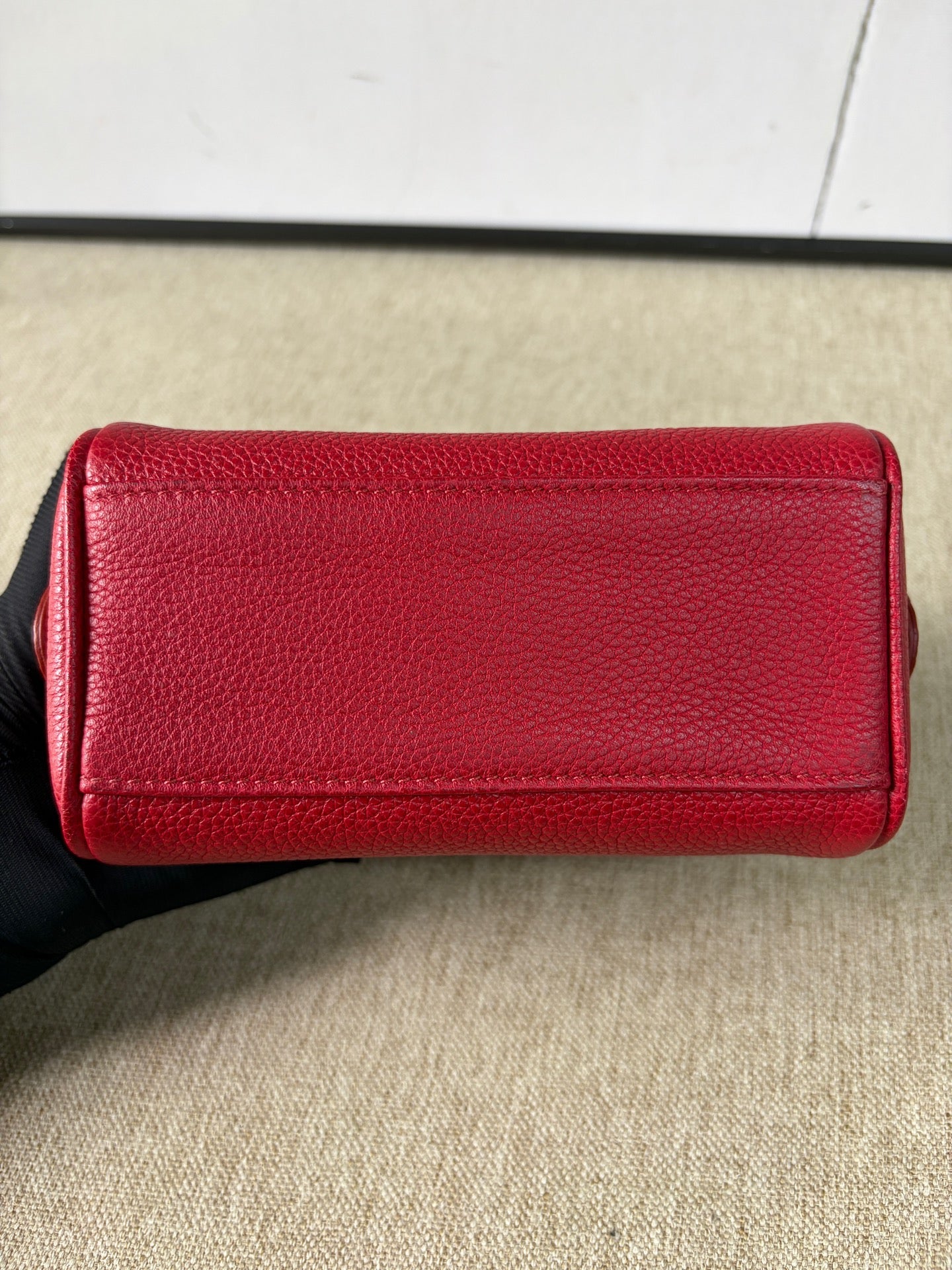 Celine - Triomphe Mini Boston Bag - Grained leather - Red - (mini)