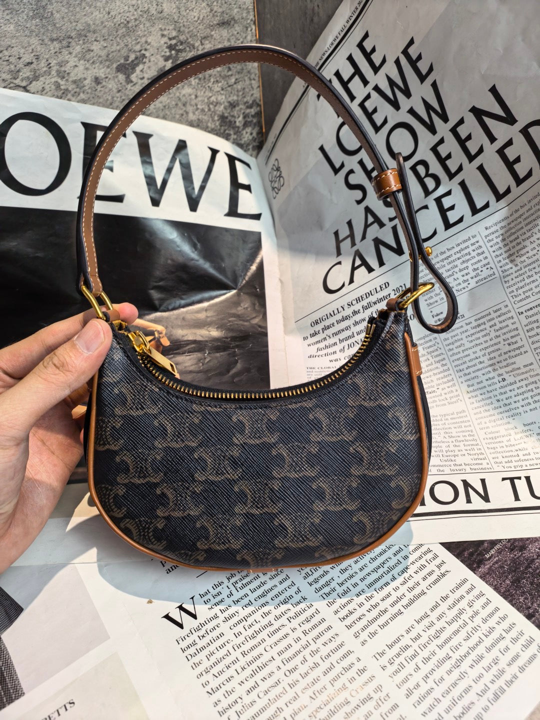 Celine - Triomphe Mini - Cloth - Black - (mini)