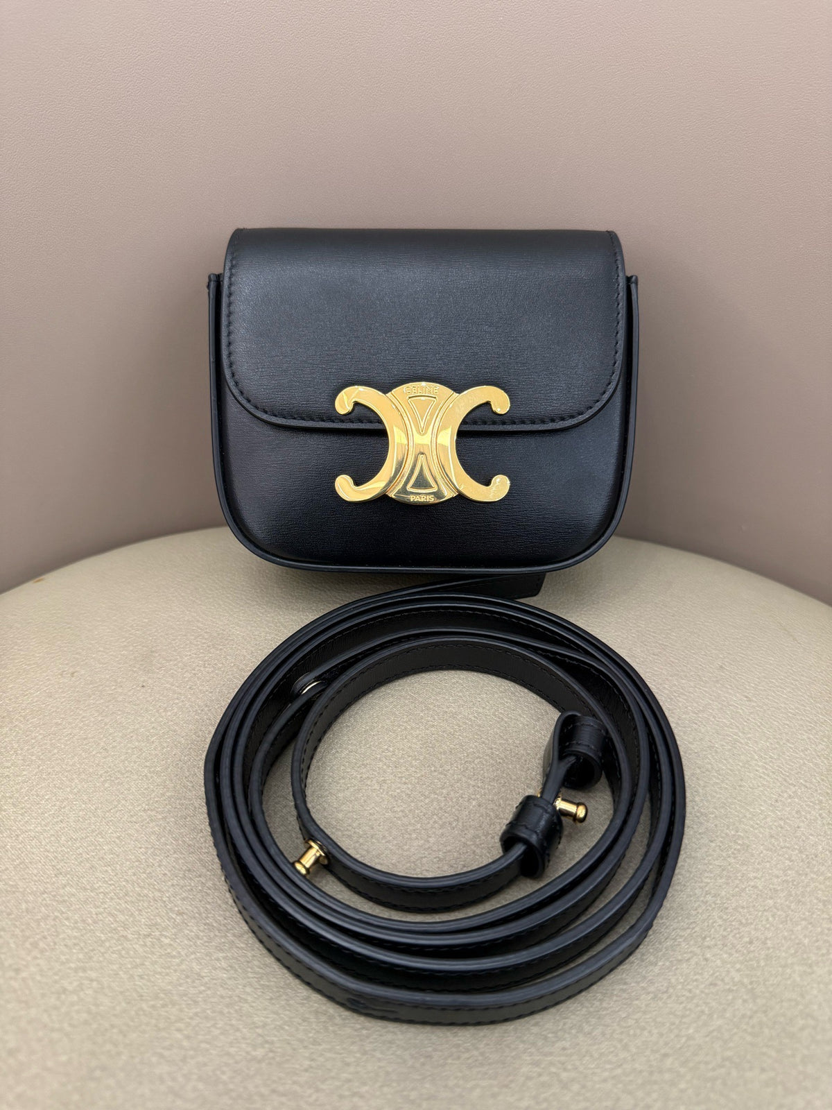 Celine - Triomphe Mini - Leather - Black - (mini)