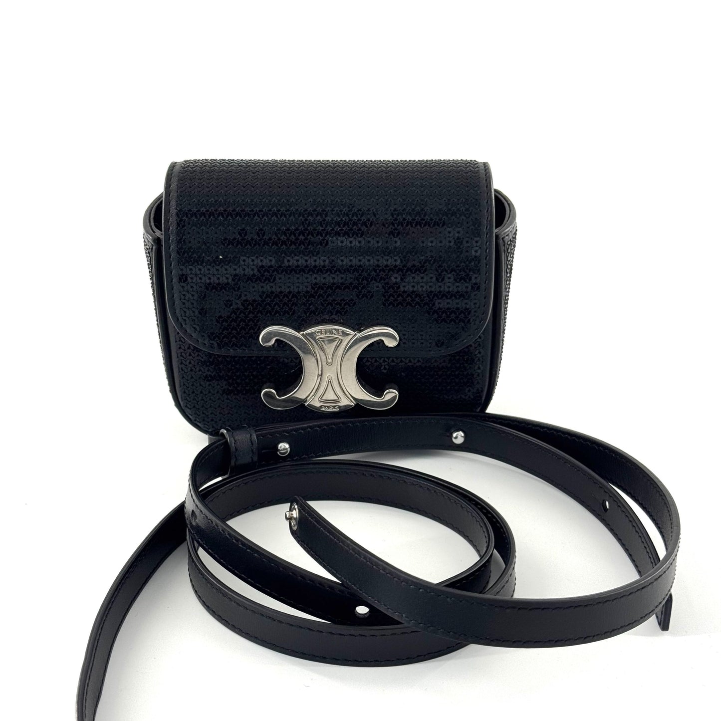 Celine - Triomphe Mini Sequin Flap Bag - Glitter - Black - (mini)