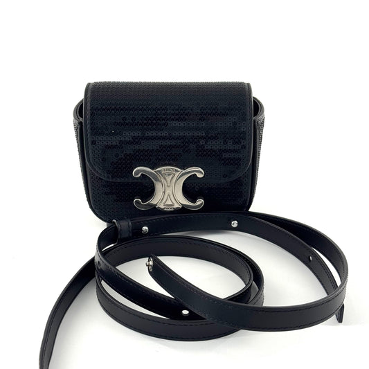 Celine - Triomphe Mini Sequin Flap Bag - Glitter - Black - (mini)