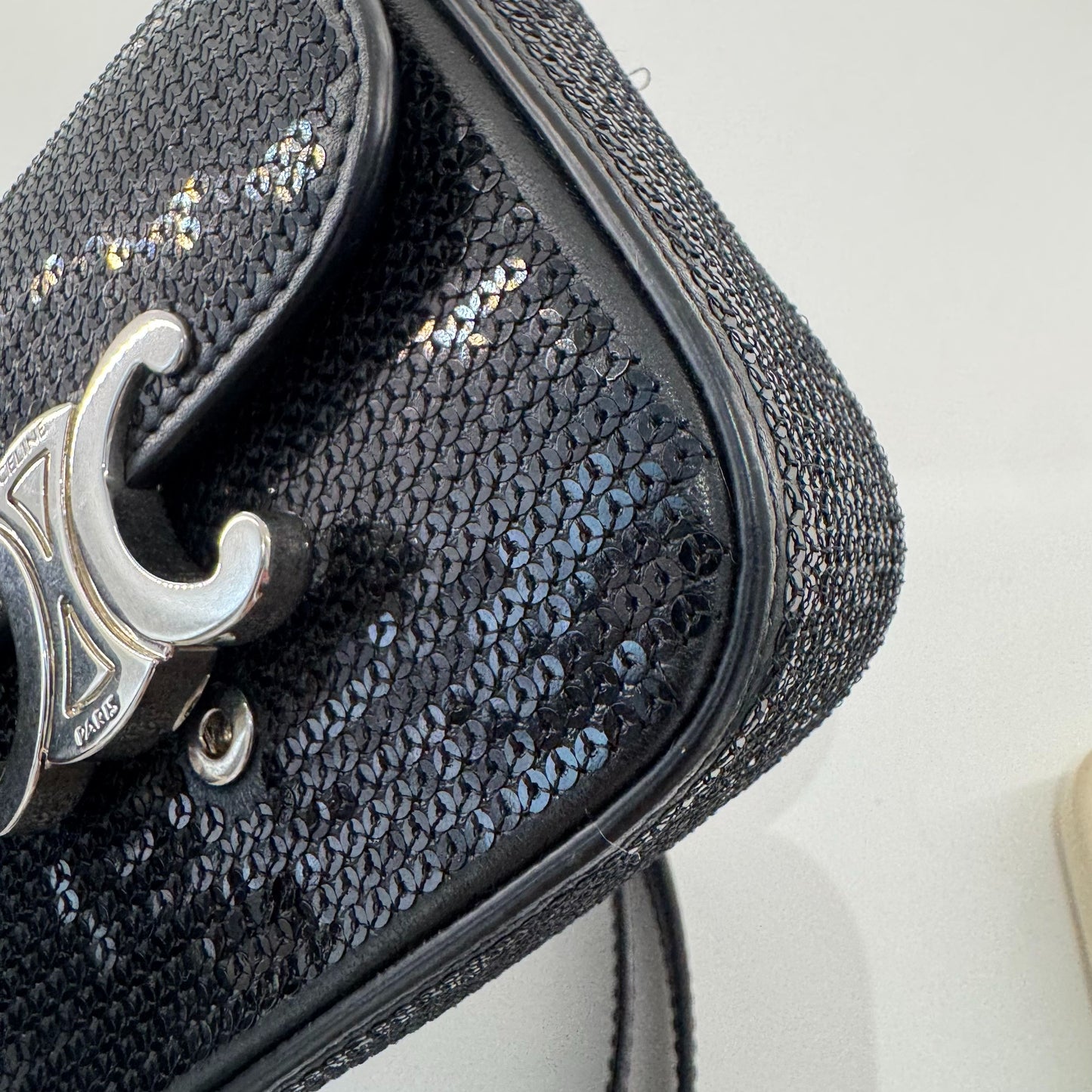 Celine - Triomphe Mini Sequin Flap Bag - Glitter - Black - (mini)
