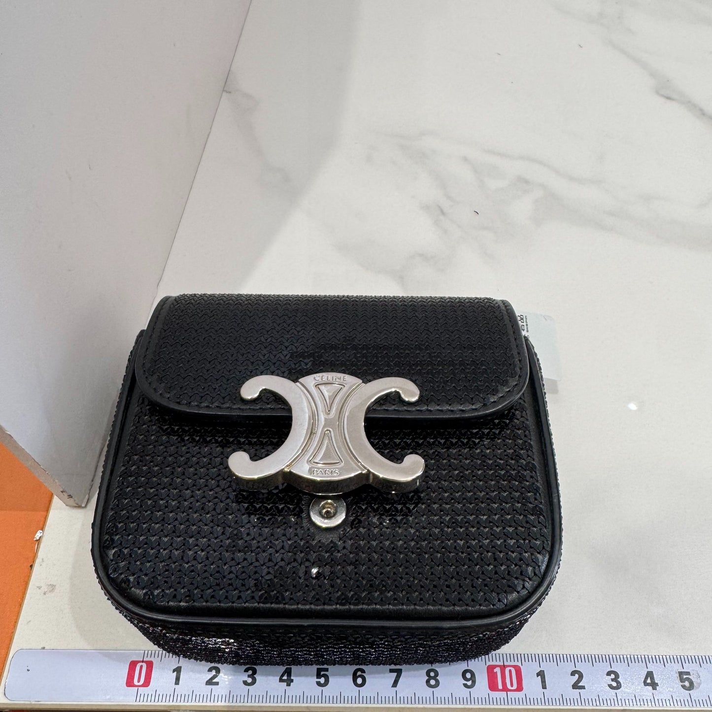 Celine - Triomphe Mini Sequin Flap Bag - Glitter - Black - (mini)