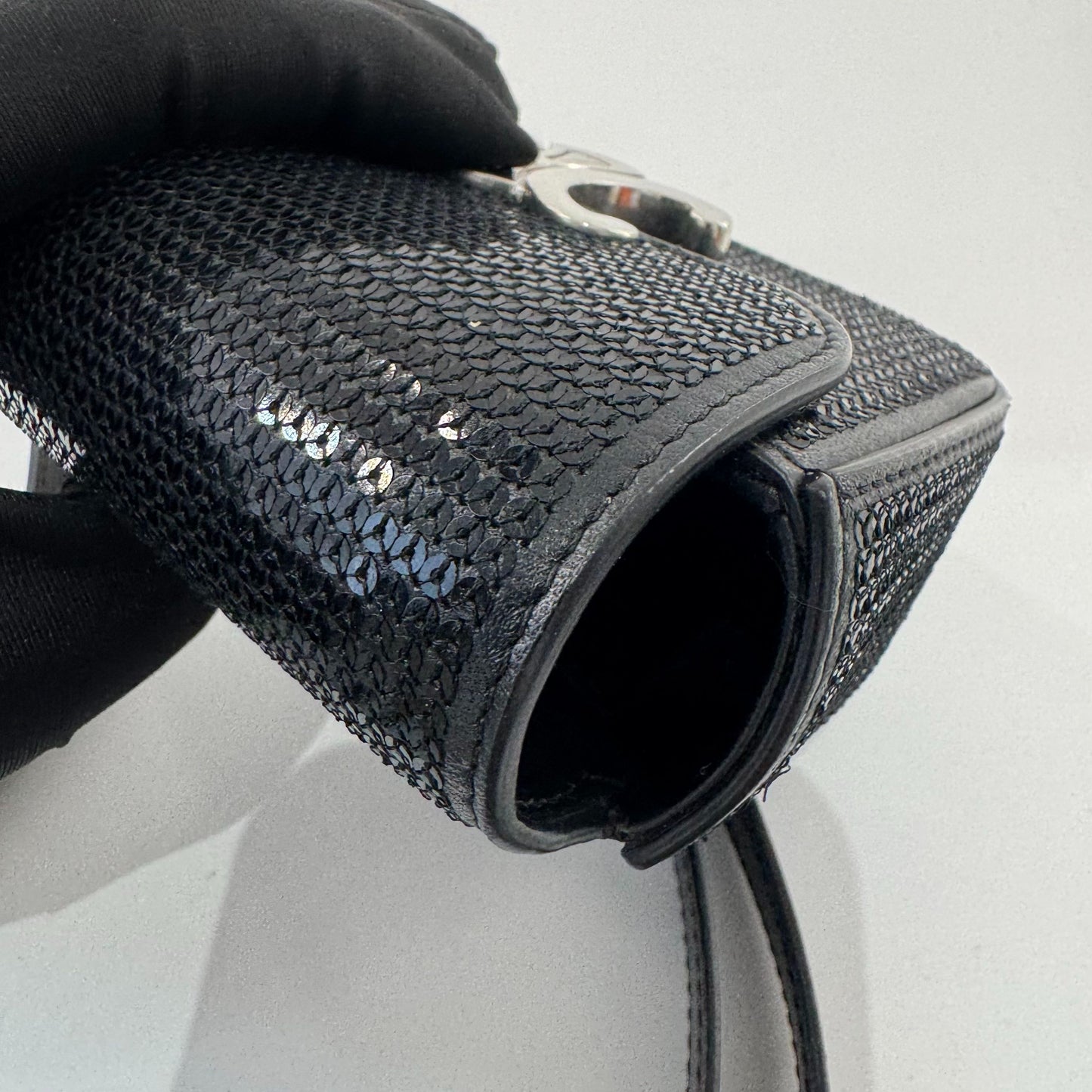 Celine - Triomphe Mini Sequin Flap Bag - Glitter - Black - (mini)