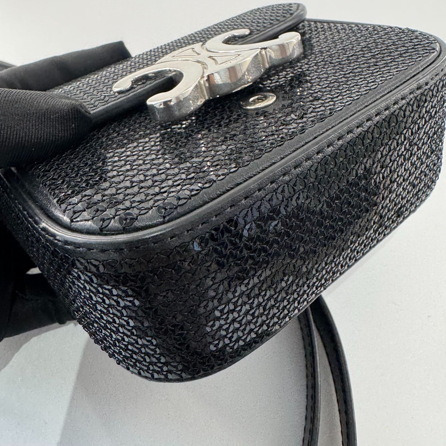 Celine - Triomphe Mini Sequin Flap Bag - Glitter - Black - (mini)