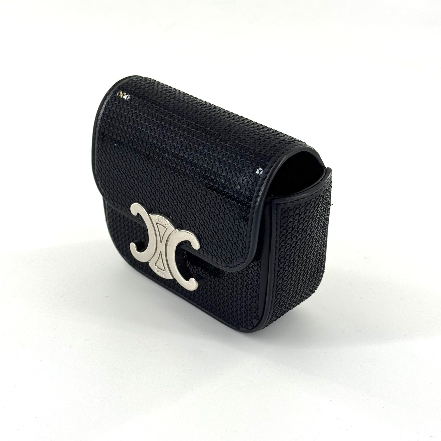Celine - Triomphe Mini Sequin Flap Bag - Glitter - Black - (mini)