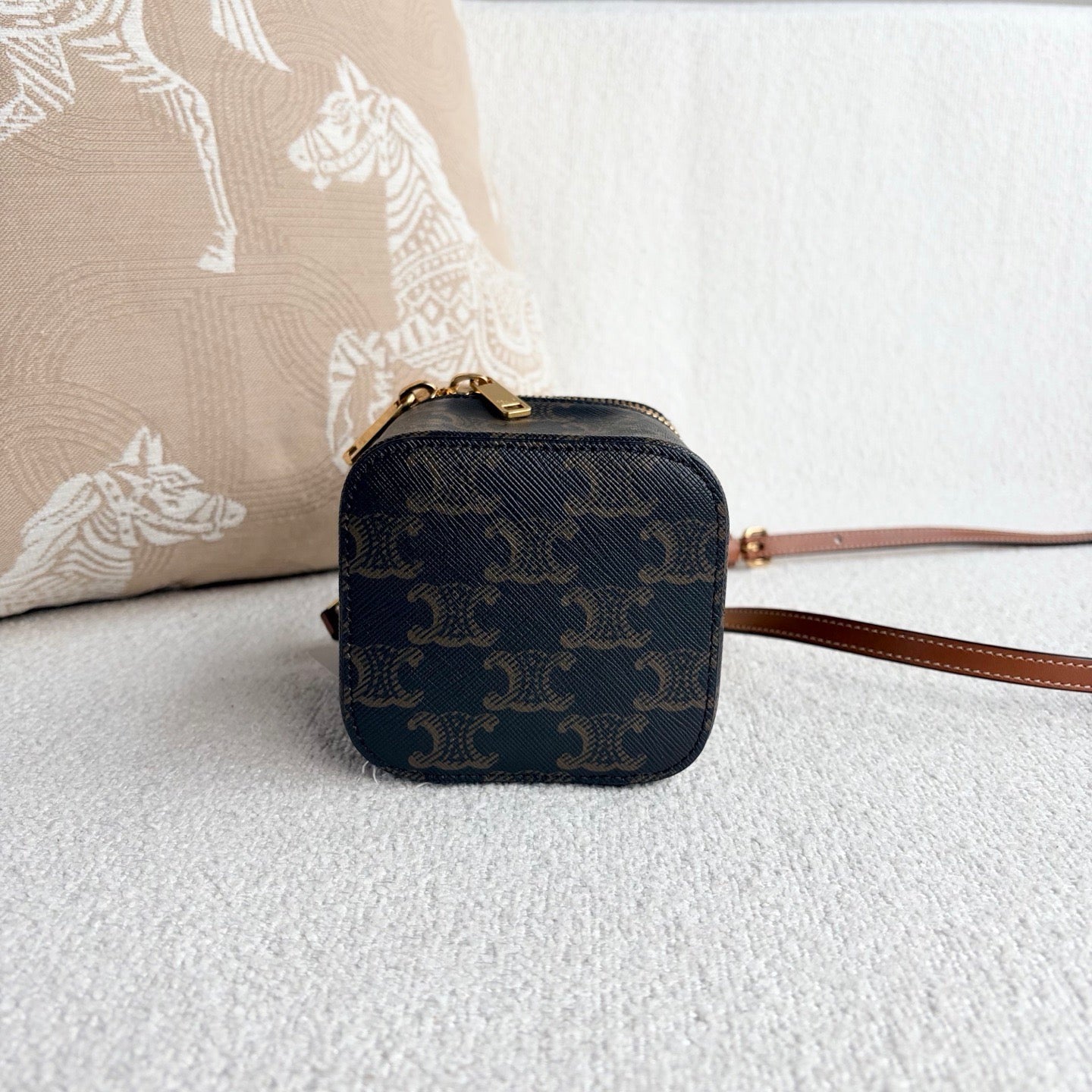 Celine - Triomphe Mini Vanity Bag - Triomphe canvas with calfskin leather trim - Brown - (mini)