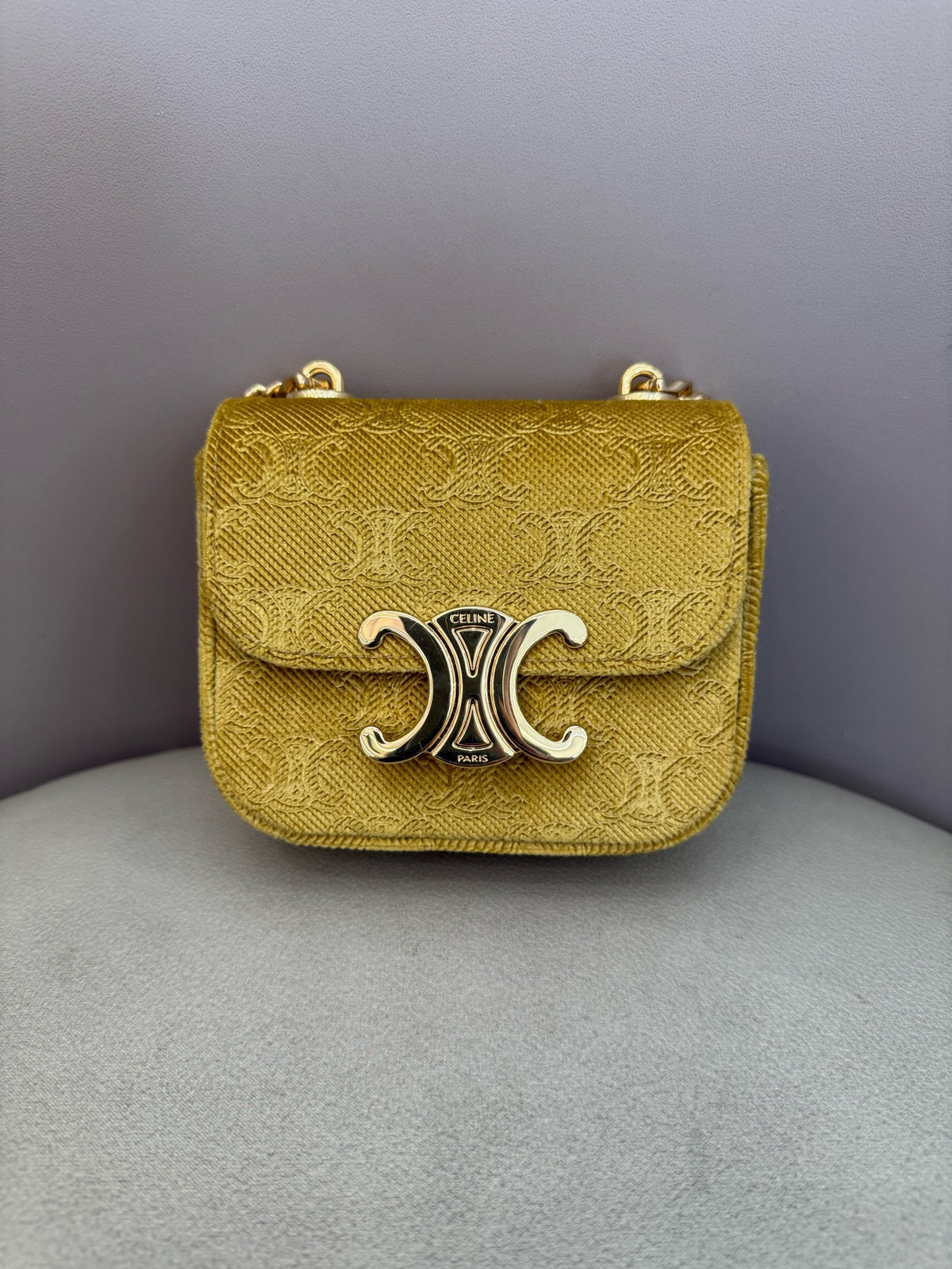 Celine - Triomphe Mini - Velvet - Yellow - (mini)