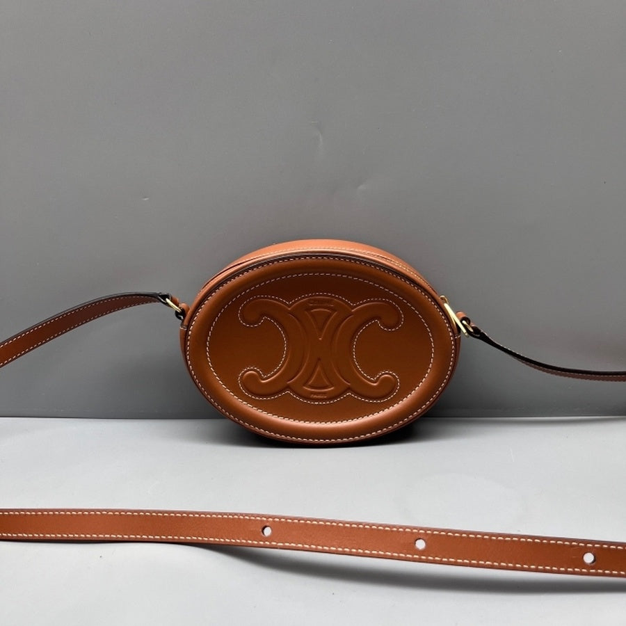 Celine - Triomphe Oval Bag - Leather - Brown - (mini)