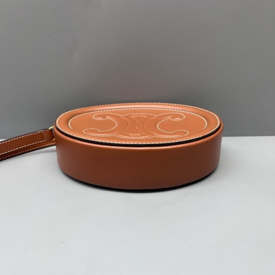 Celine - Triomphe Oval Bag - Leather - Brown - (mini)