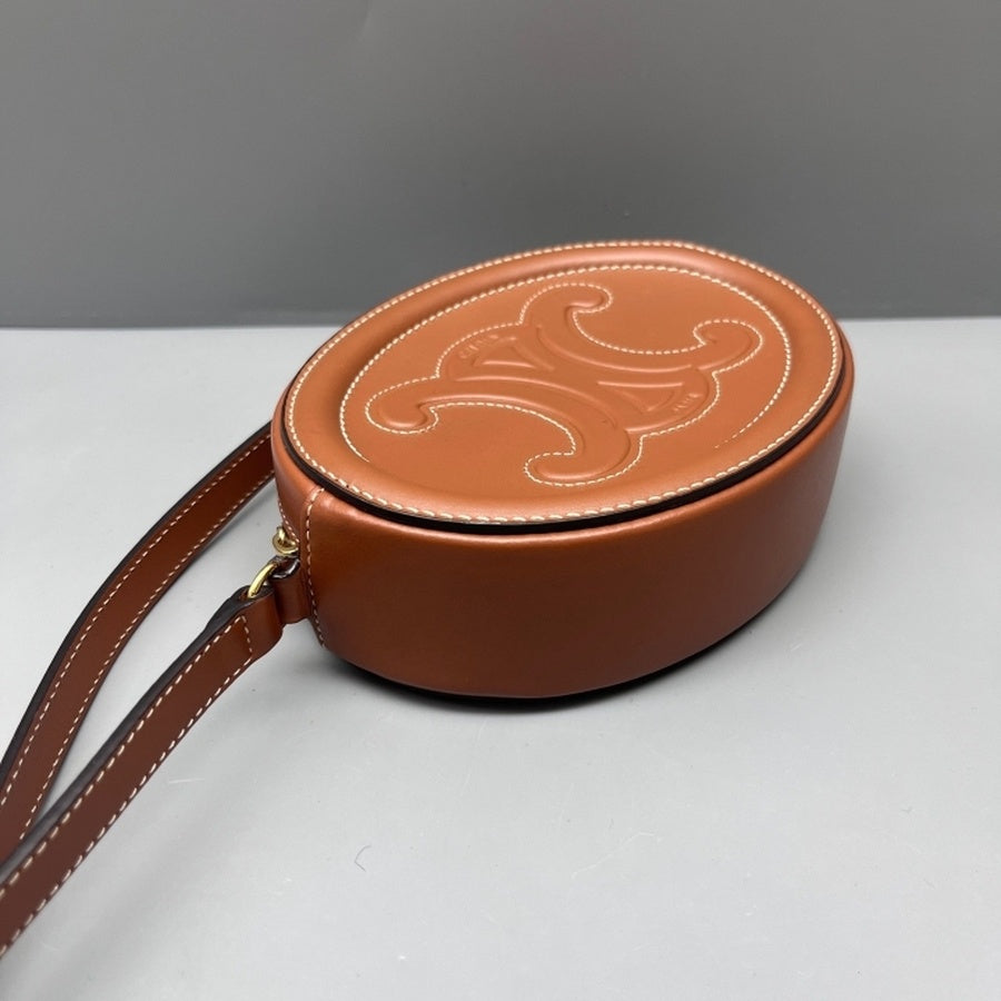Celine - Triomphe Oval Bag - Leather - Brown - (mini)