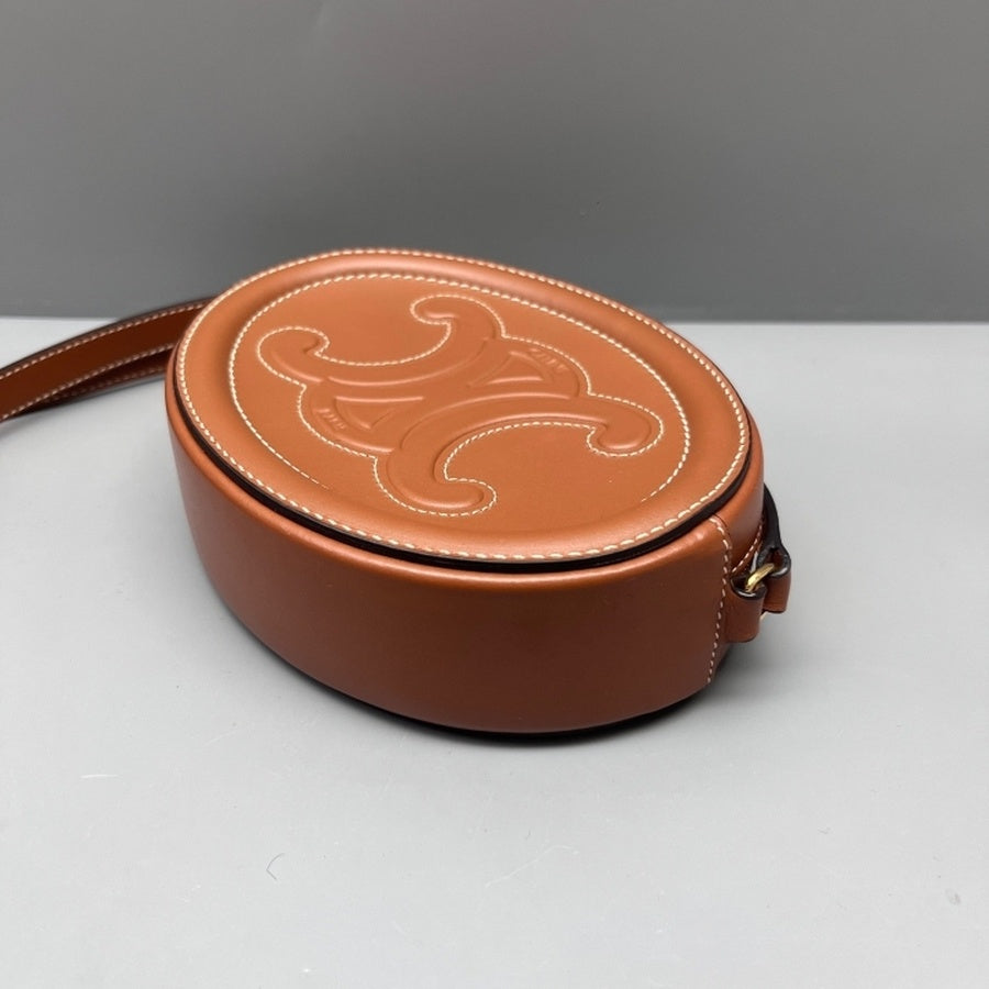 Celine - Triomphe Oval Bag - Leather - Brown - (mini)
