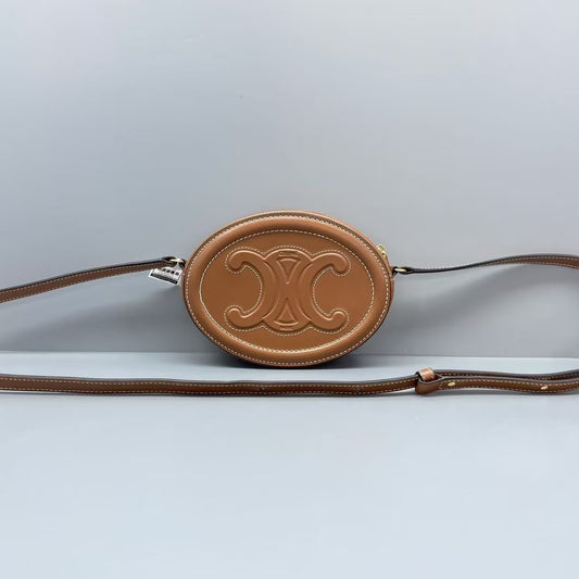 Celine - Triomphe Oval Bag - Leather - Caramel - (mini)