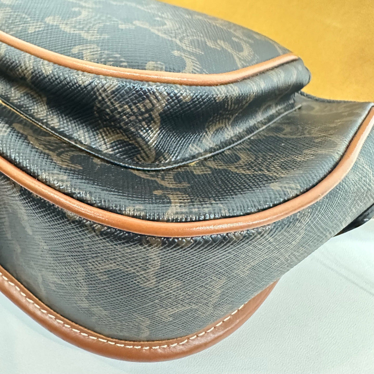 Celine - Triomphe Saddle Bag - Coated canvas with leather trim - Brown - (Small)