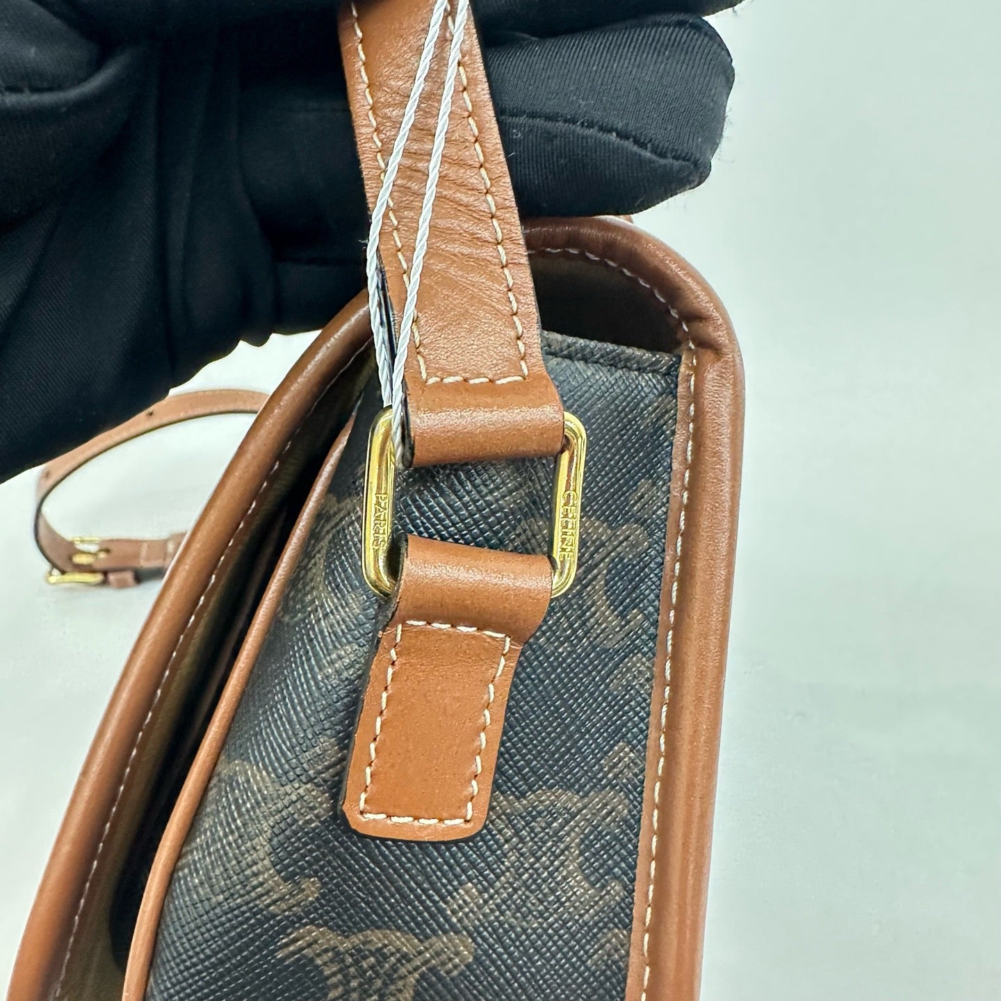 Celine - Triomphe Saddle Bag - Coated canvas with leather trim - Brown - (Small)