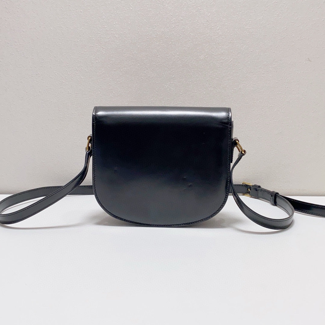 Celine - Triomphe Saddle Bag - Leather - Black - (mini)