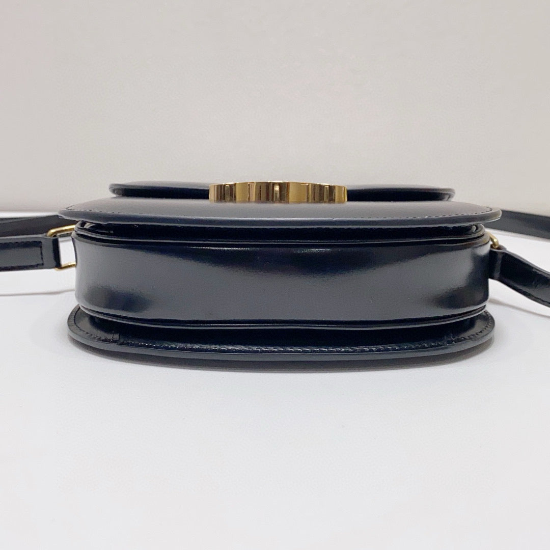 Celine - Triomphe Saddle Bag - Leather - Black - (mini)