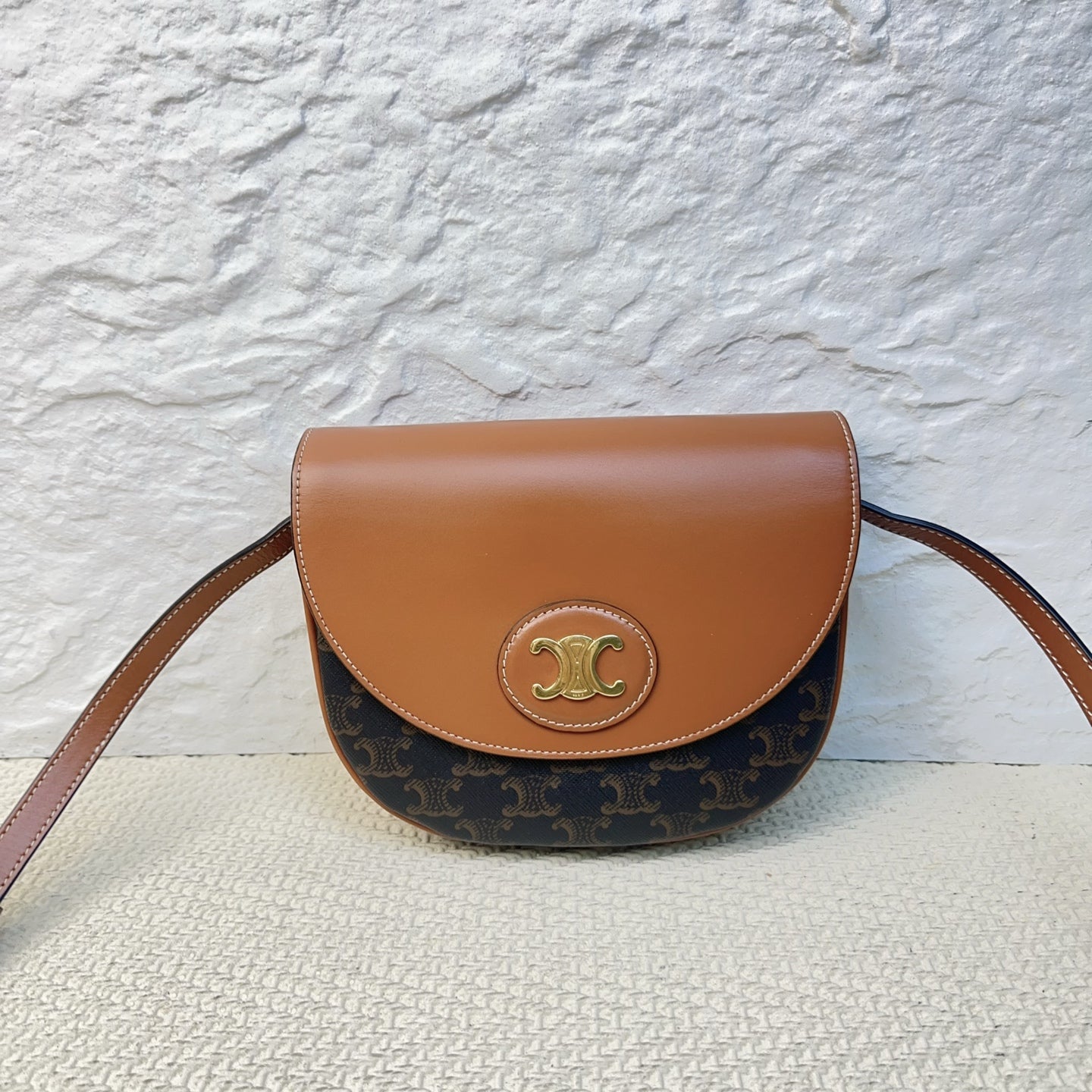 Celine - Triomphe Saddle Bag - Leather - Brown - (small)