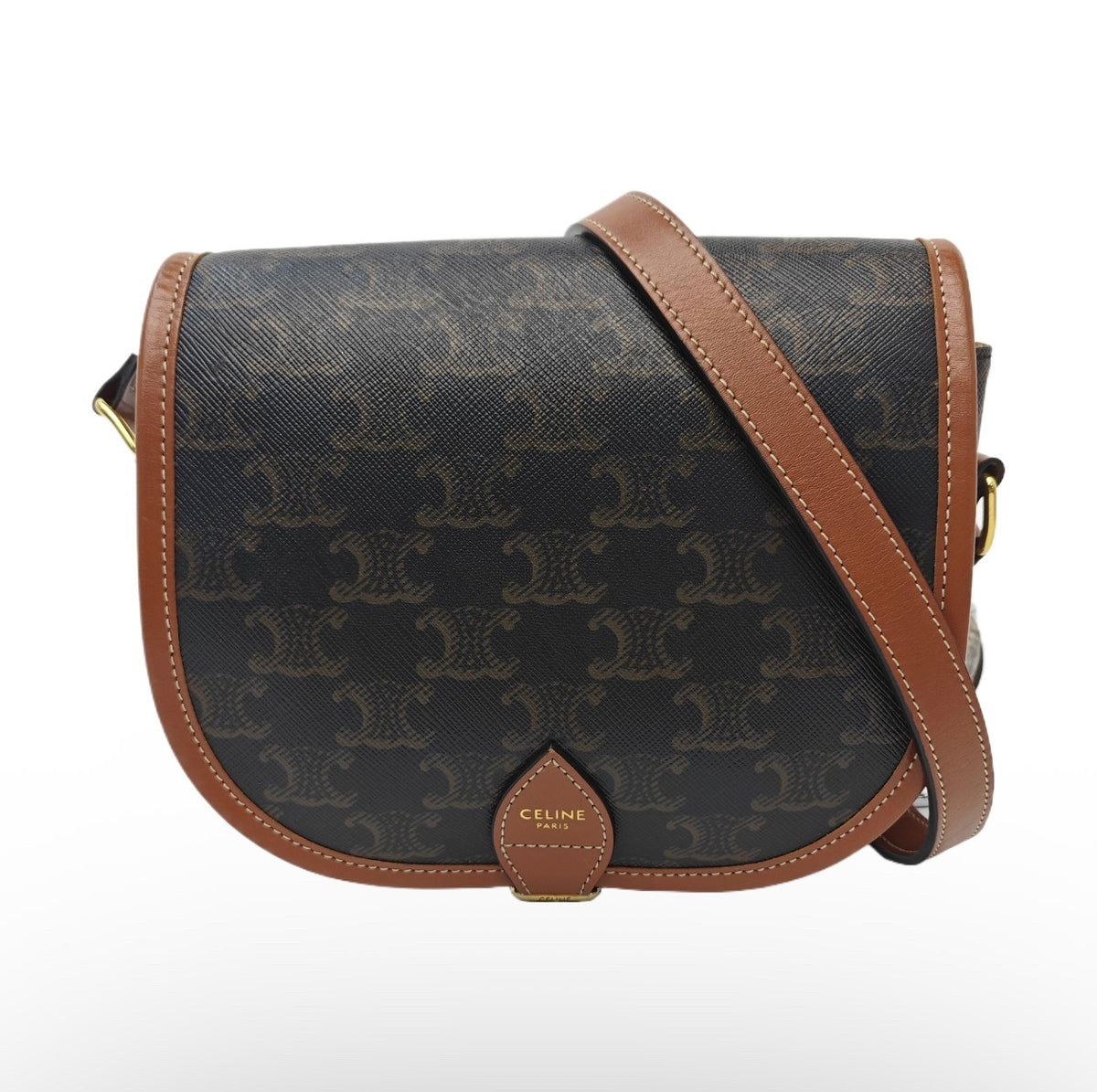 Celine - Triomphe Saddle Bag - Leather - Brown - (small)