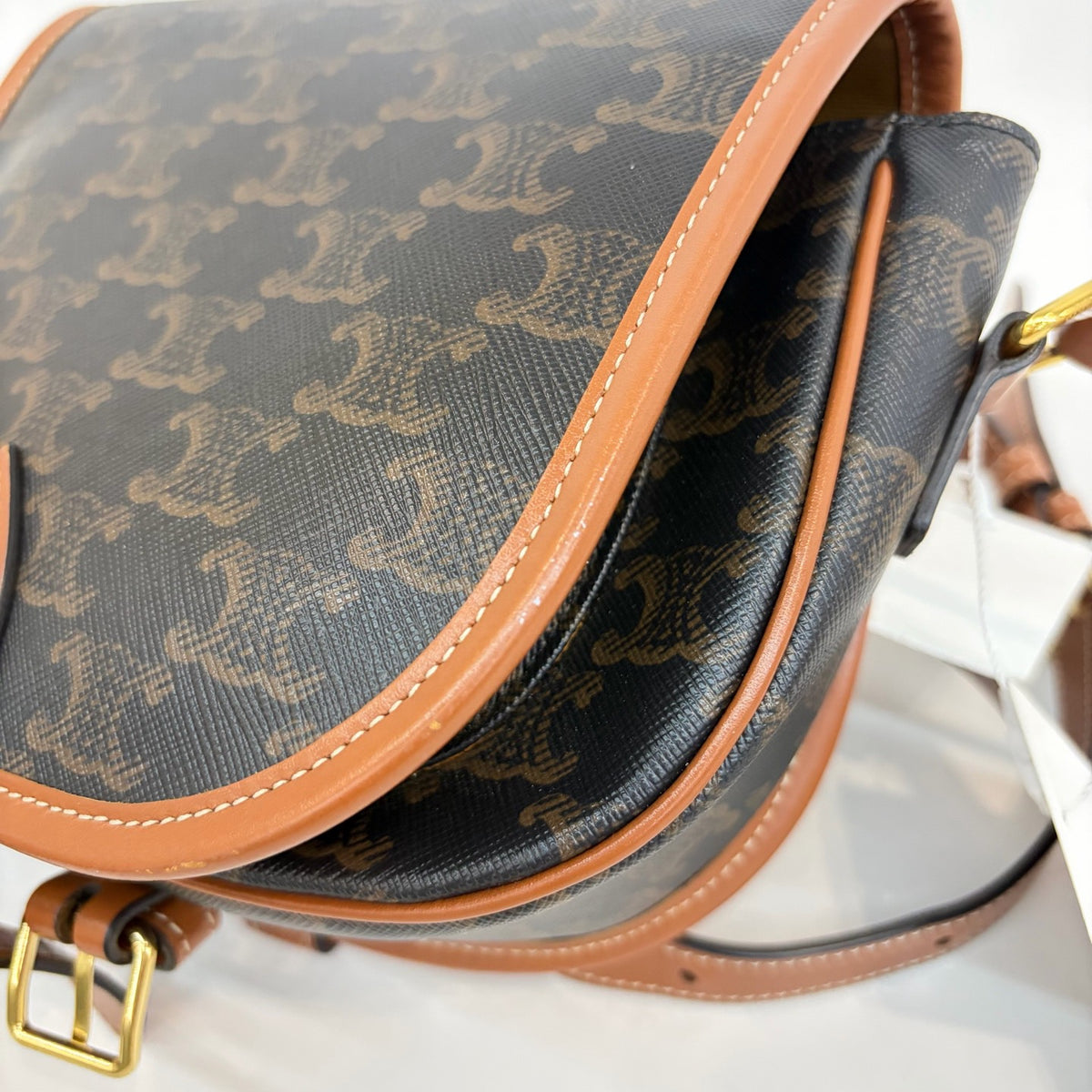 Celine - Triomphe Saddle Bag - Leather - Brown - (small)