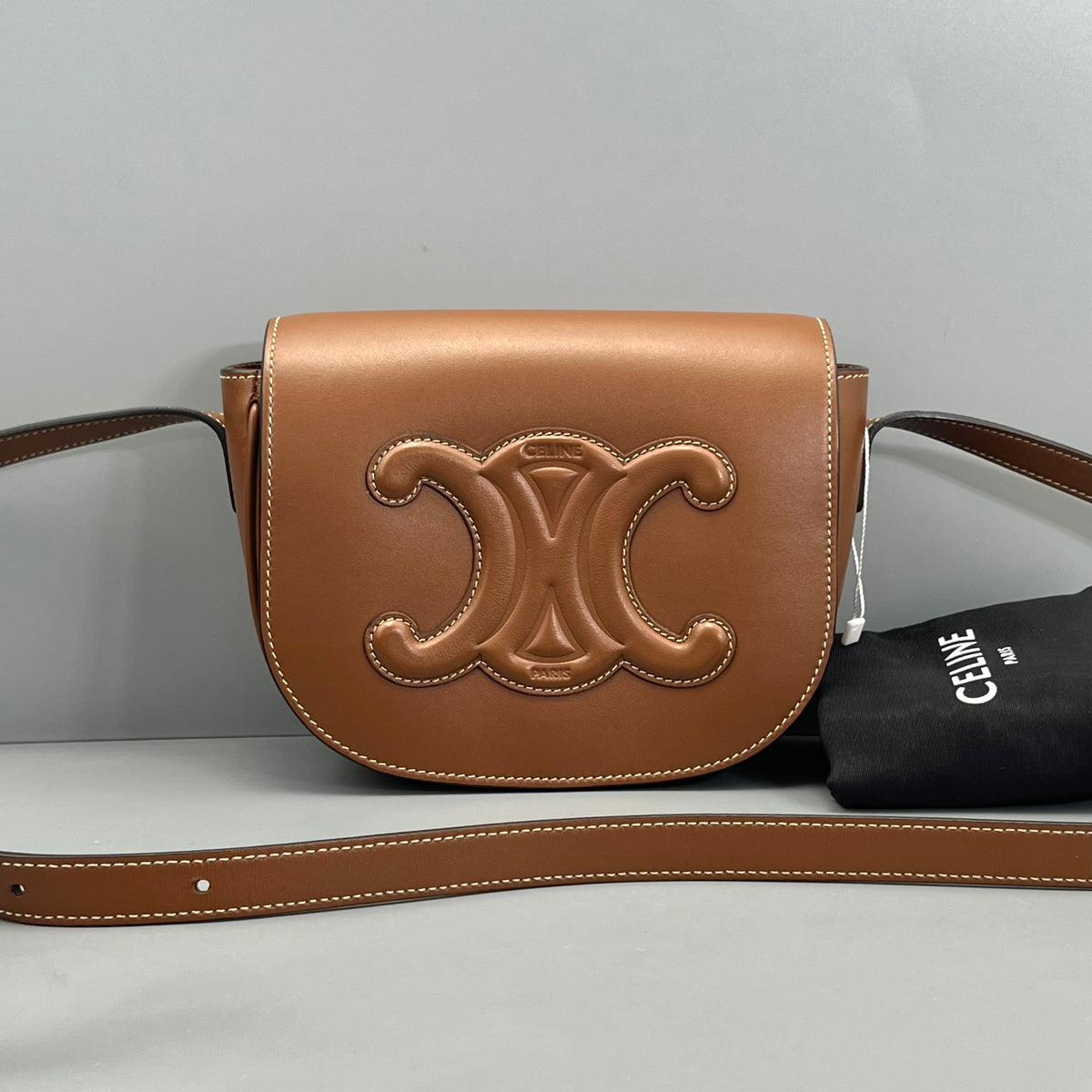 Celine - Triomphe Saddle Bag - Leather - Camel - (mini)