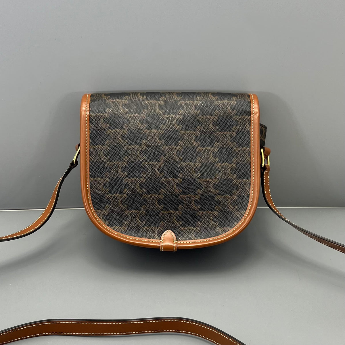 Celine - Triomphe Saddle Bag - Synthetic - Brown - (mini)