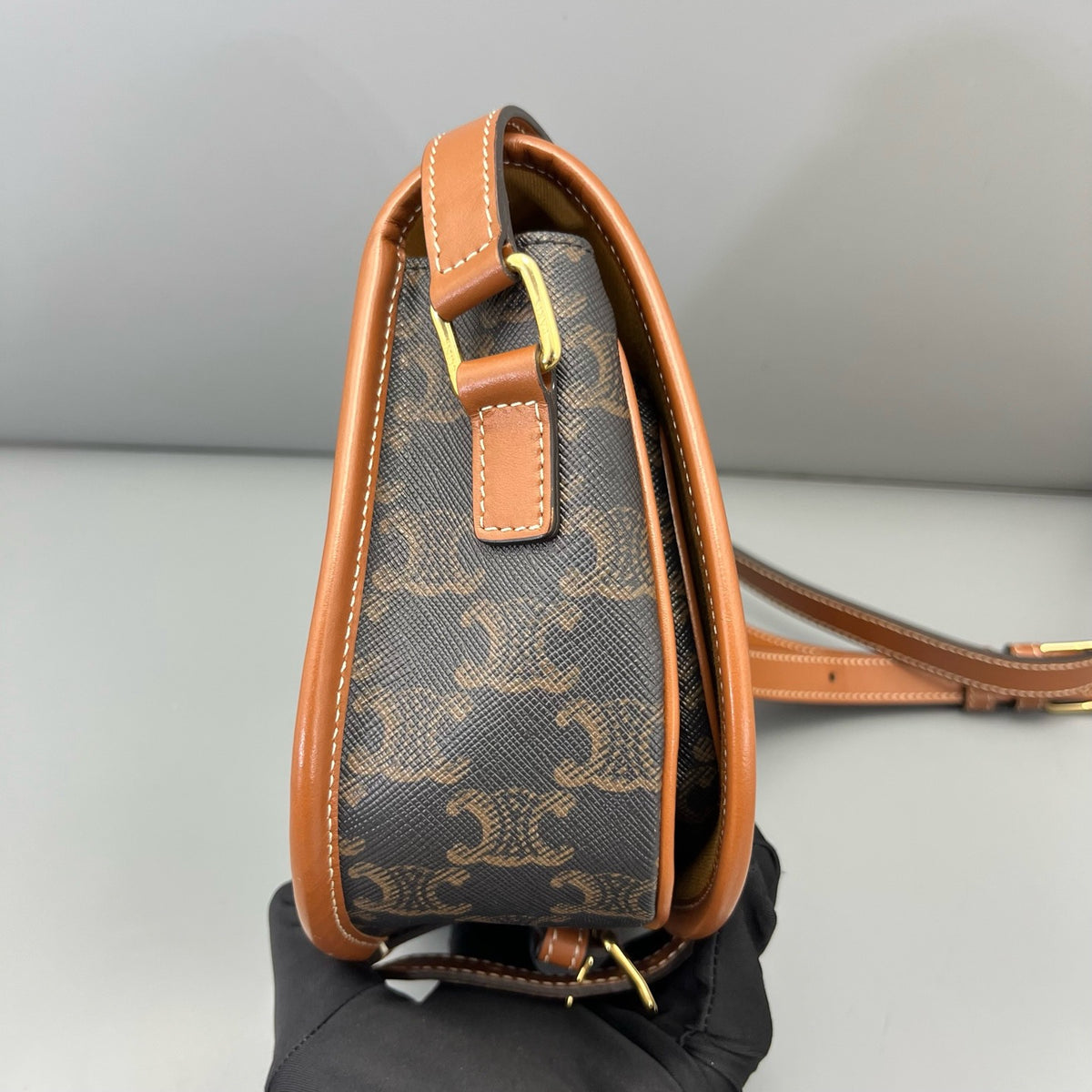 Celine - Triomphe Saddle Bag - Synthetic - Brown - (mini)