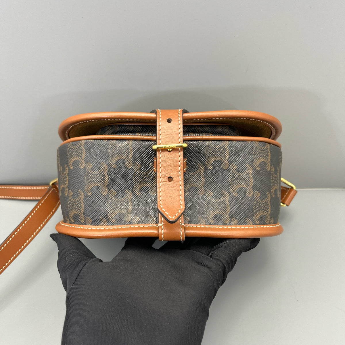 Celine - Triomphe Saddle Bag - Synthetic - Brown - (mini)