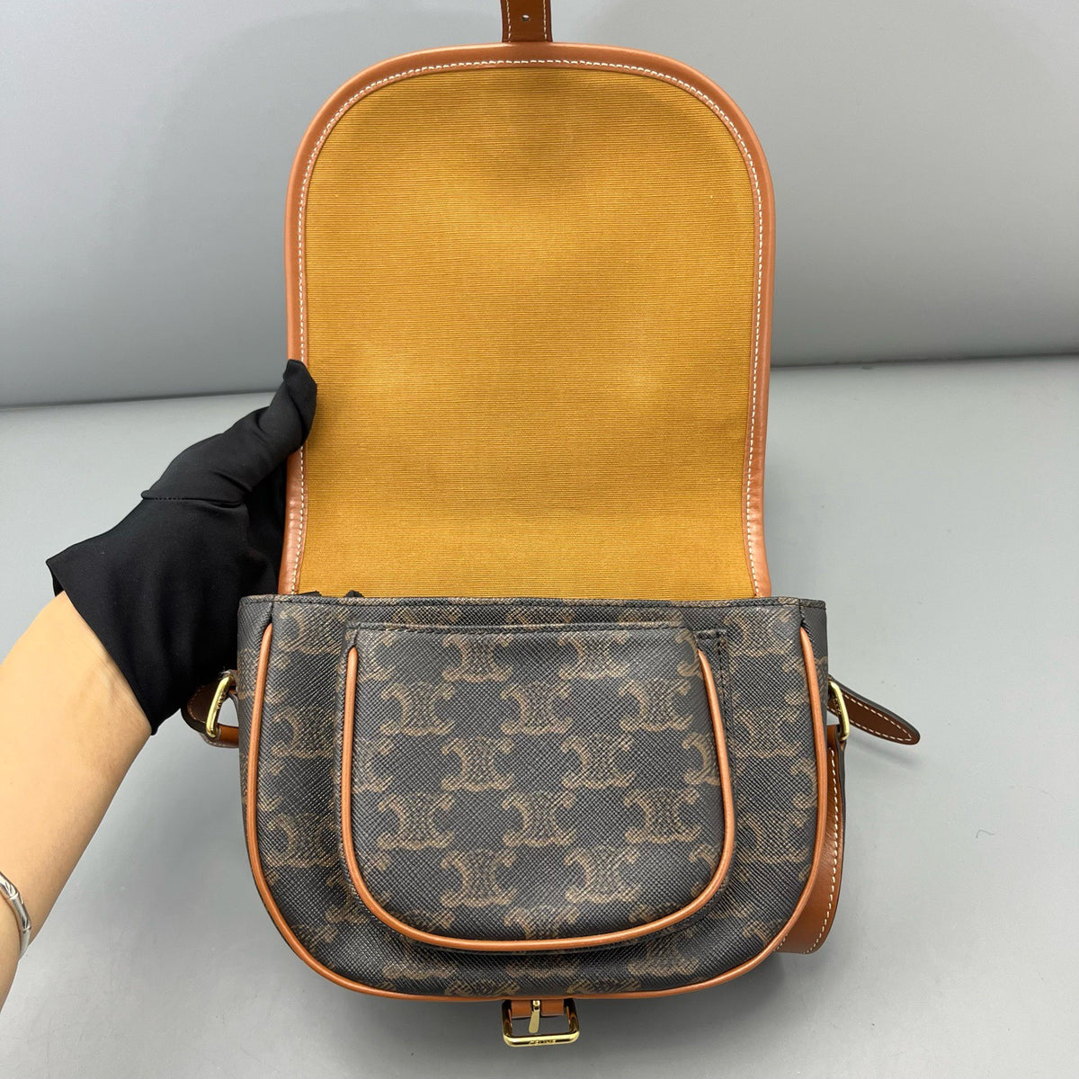 Celine - Triomphe Saddle Bag - Synthetic - Brown - (mini)