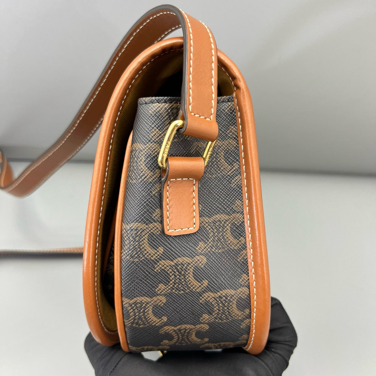 Celine - Triomphe Saddle Bag - Synthetic - Brown - (mini)