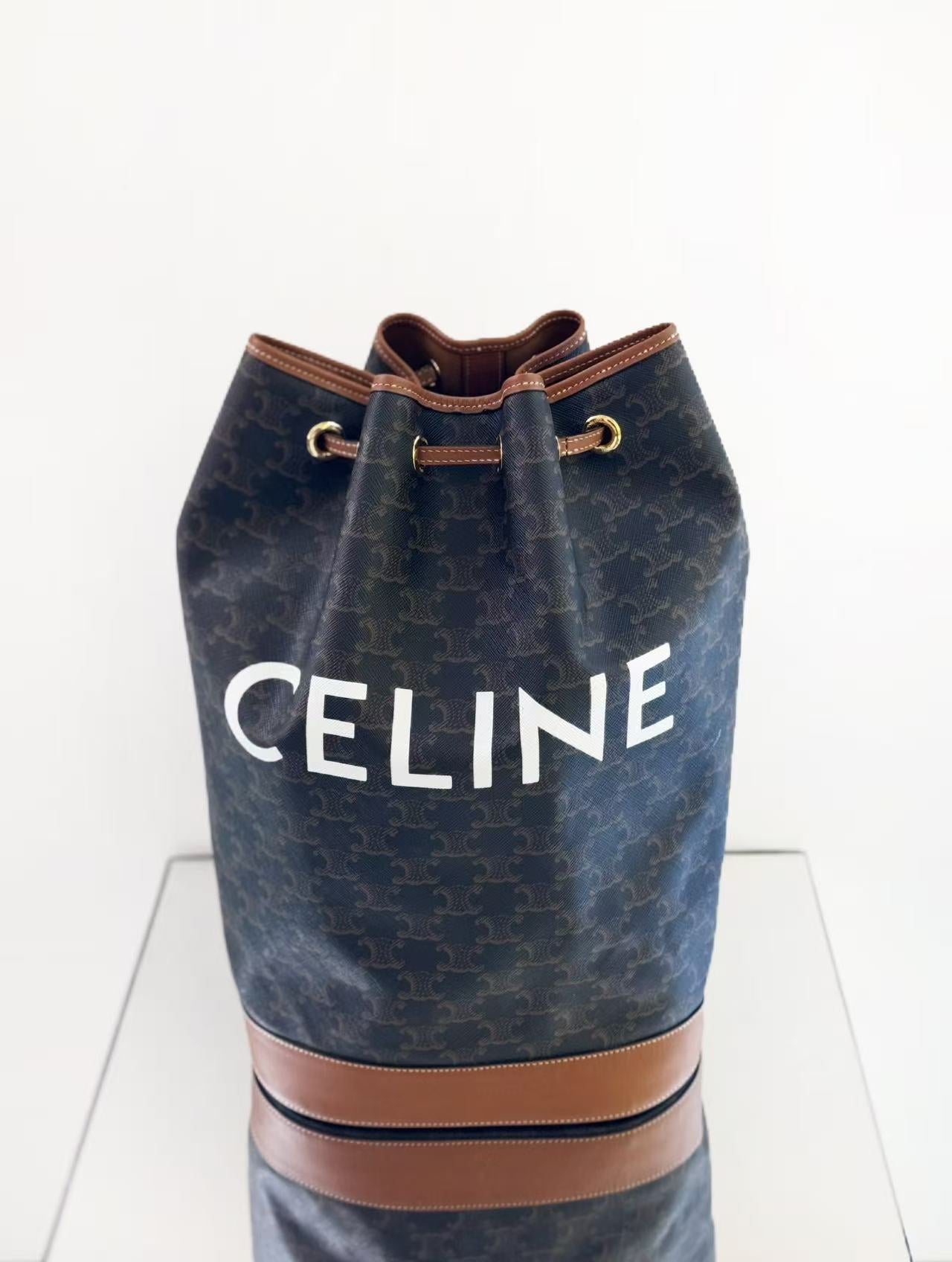 Celine - Triomphe Sailor Bag - Triomphe Canvas with Leather trim - Brown - (medium)