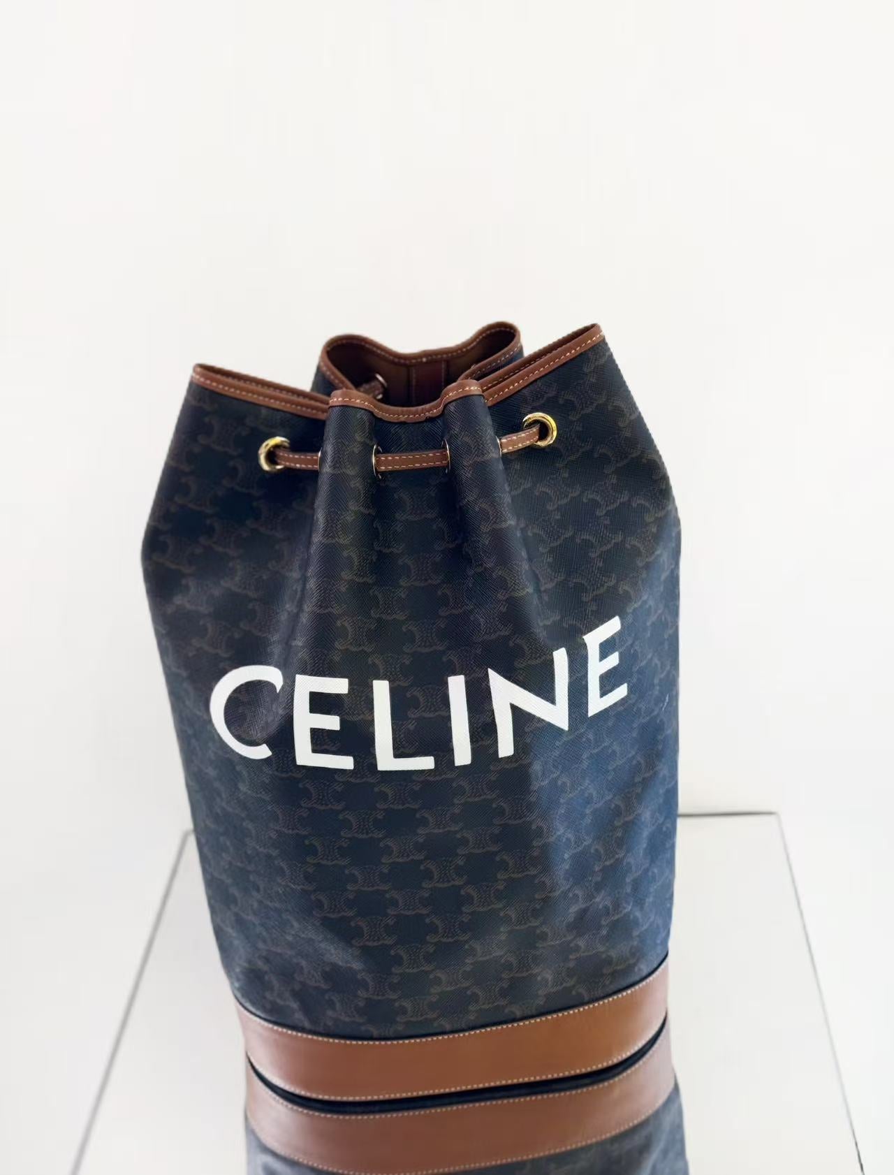 Celine - Triomphe Sailor Bag - Triomphe Canvas with Leather trim - Brown - (medium)