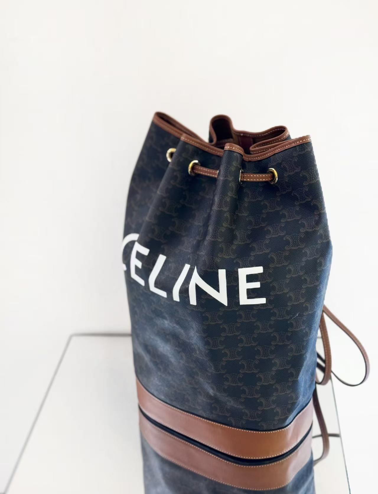 Celine - Triomphe Sailor Bag - Triomphe Canvas with Leather trim - Brown - (medium)