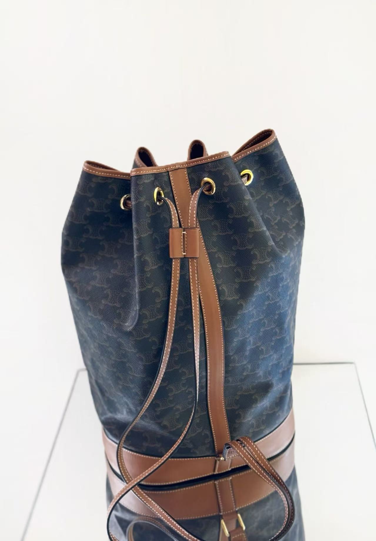 Celine - Triomphe Sailor Bag - Triomphe Canvas with Leather trim - Brown - (medium)