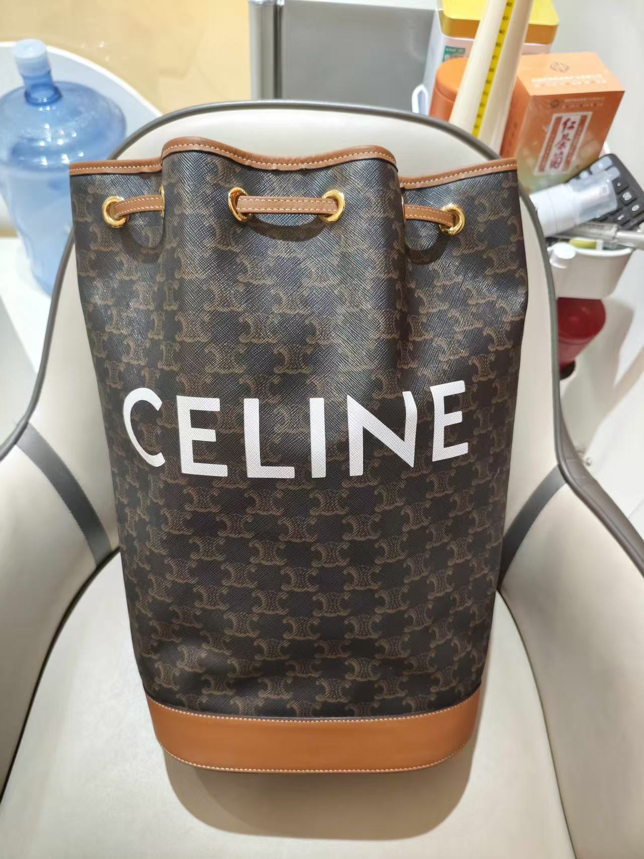 Celine - Triomphe Sailor Bag - Triomphe Canvas with Leather trim - Brown - (medium)