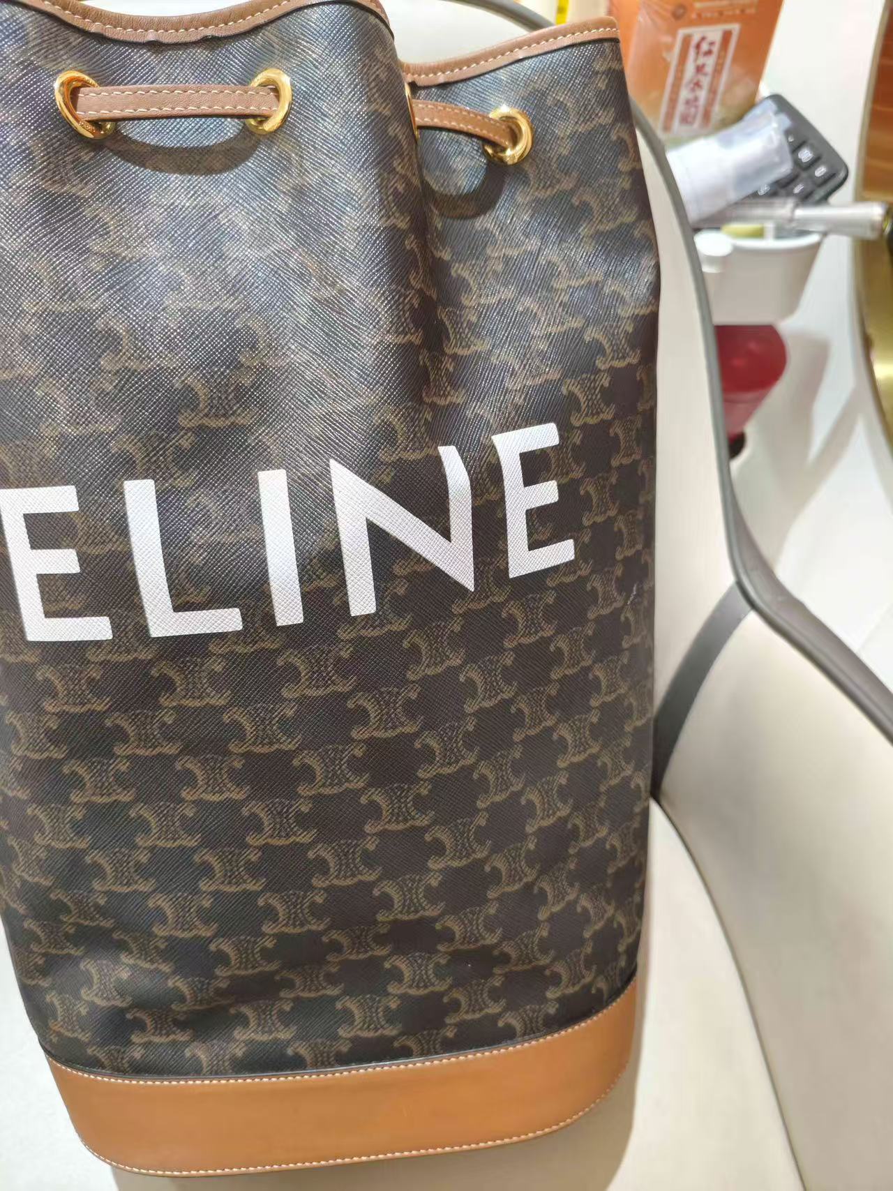Celine - Triomphe Sailor Bag - Triomphe Canvas with Leather trim - Brown - (medium)
