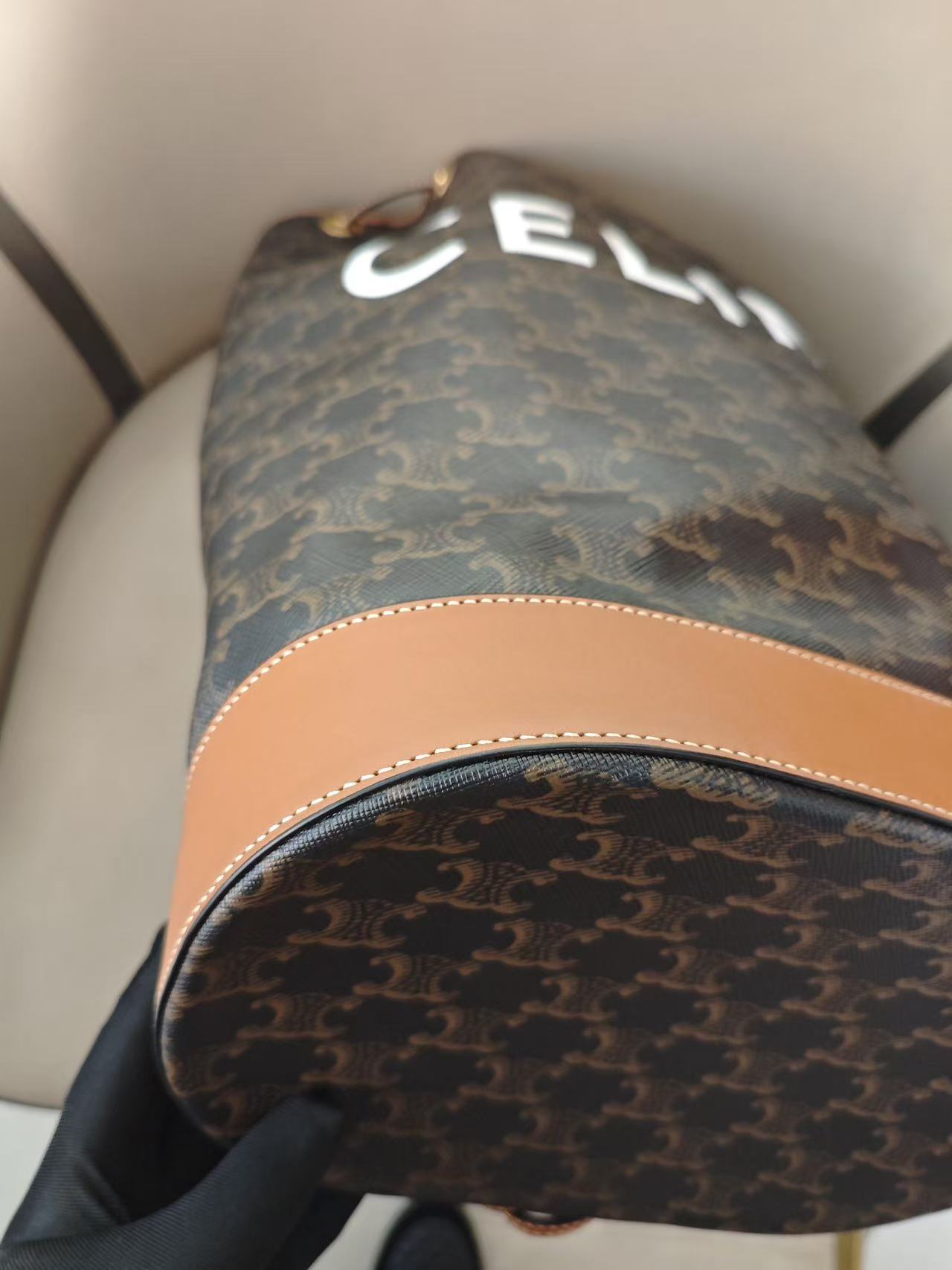 Celine - Triomphe Sailor Bag - Triomphe Canvas with Leather trim - Brown - (medium)