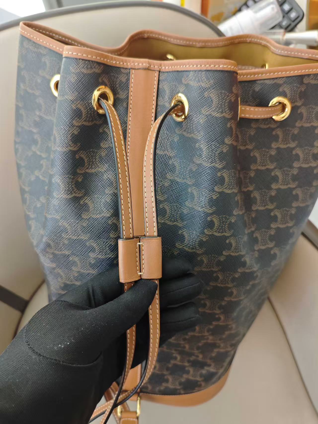 Celine - Triomphe Sailor Bag - Triomphe Canvas with Leather trim - Brown - (medium)