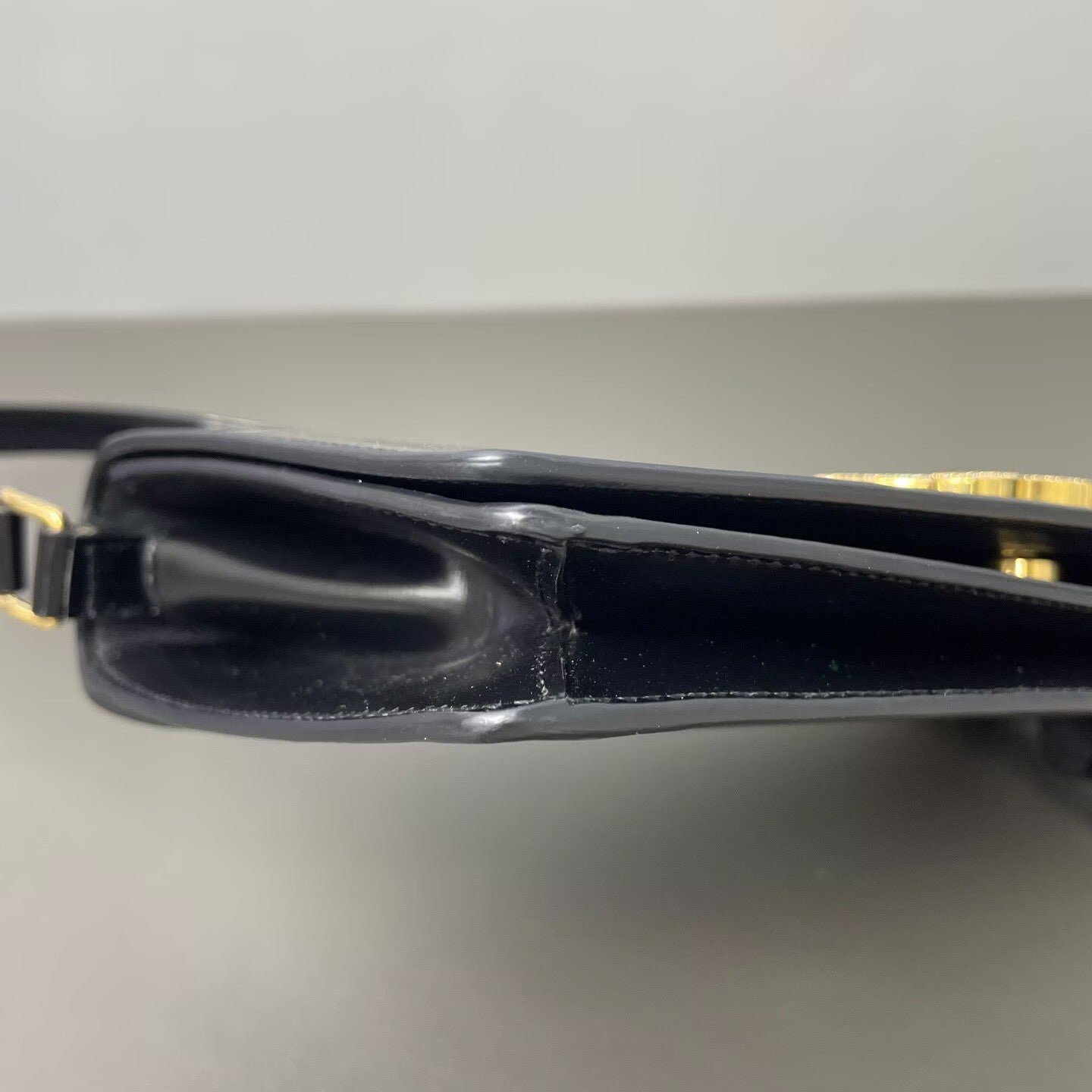 Celine - Triomphe Shoulder Bag - Leather - Black with Gold-Tone Hardware - (small)