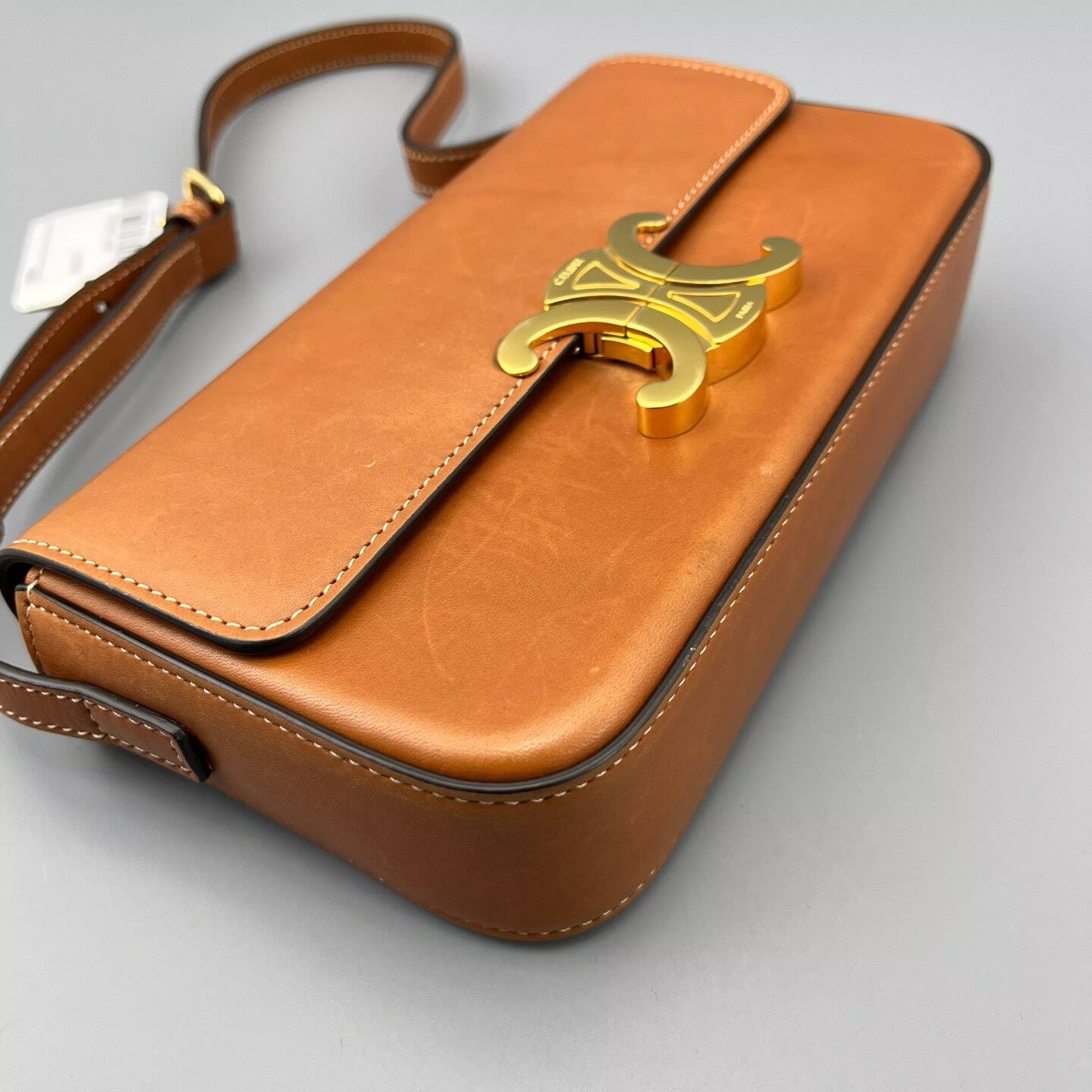 Celine - Triomphe Shoulder Bag - Leather - Brown - (mini)