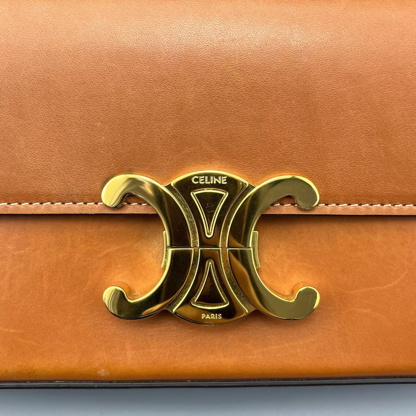 Celine - Triomphe Shoulder Bag - Leather - Brown - (mini)