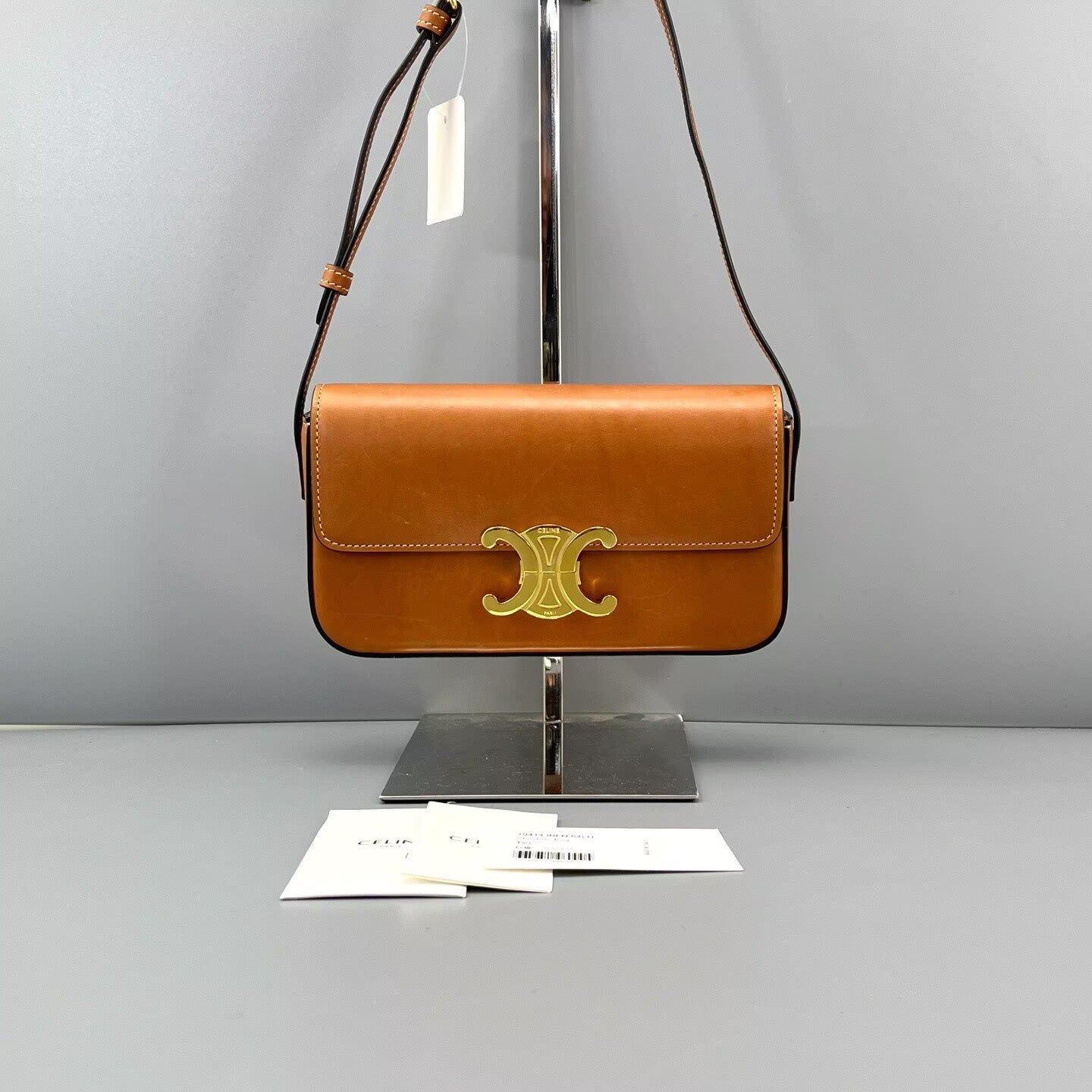 Celine - Triomphe Shoulder Bag - Leather - Brown - (mini)