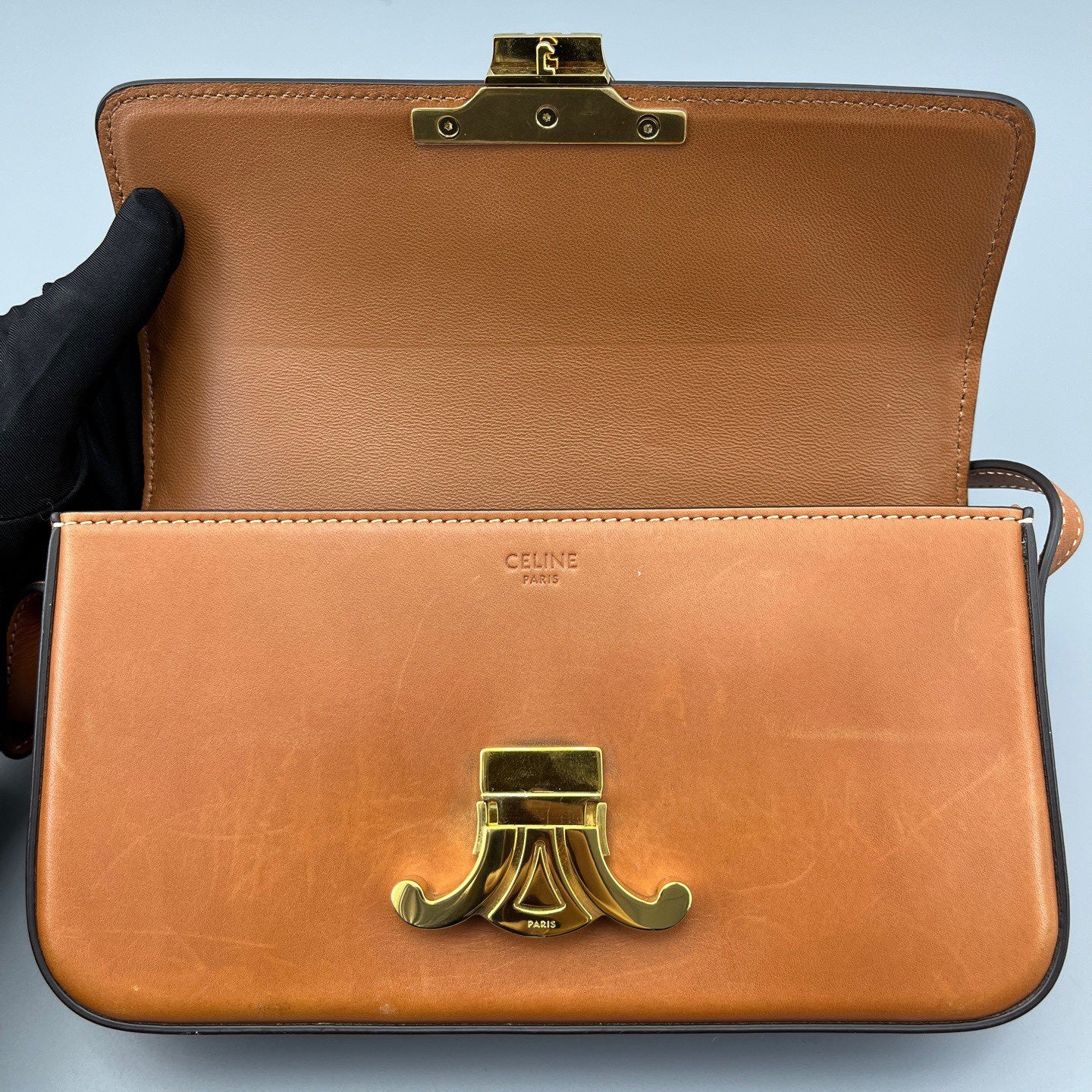 Celine - Triomphe Shoulder Bag - Leather - Brown - (mini)