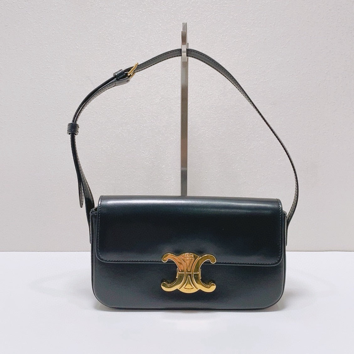 Celine - Triomphe Shoulder Bag - Patent leather - Black with Gold-Tone Hardware - (Mini)