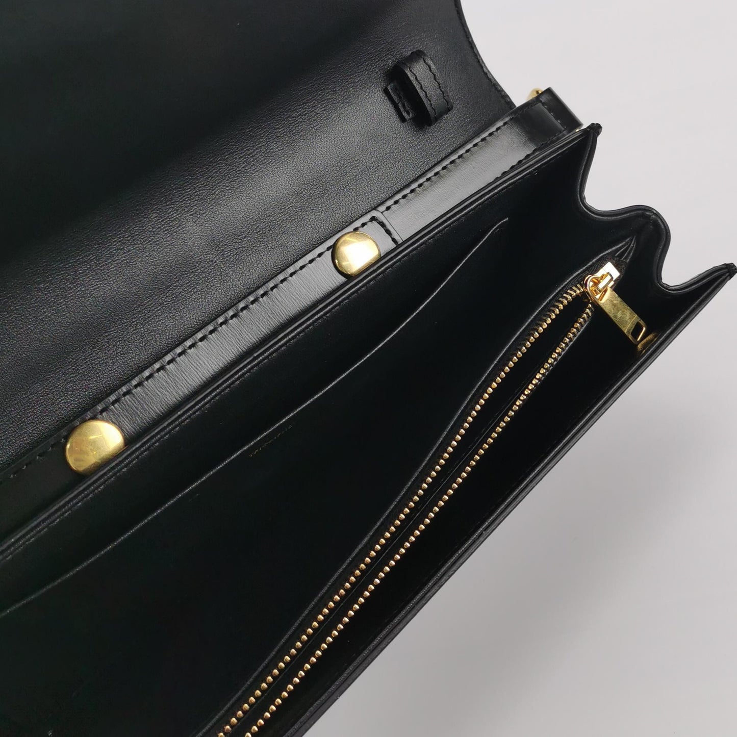 Celine - Triomphe Shoulder Bag - Smooth calfskin leather - Black with Gold-Tone Hardware - (medium)