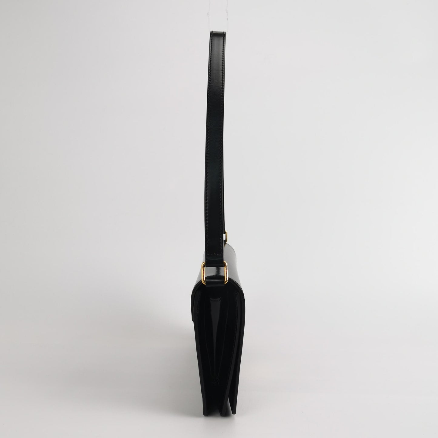 Celine - Triomphe Shoulder Bag - Smooth calfskin leather - Black with Gold-Tone Hardware - (medium)