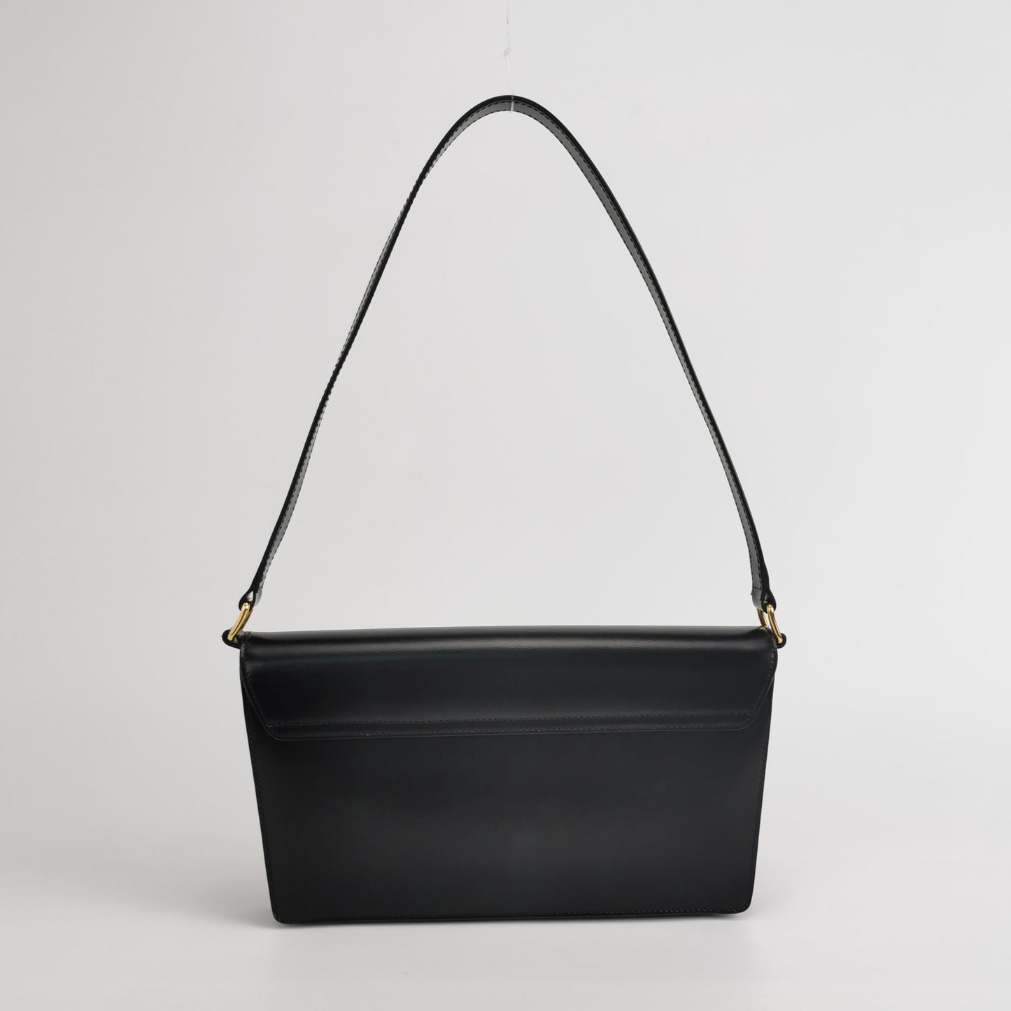Celine - Triomphe Shoulder Bag - Smooth calfskin leather - Black with Gold-Tone Hardware - (medium)
