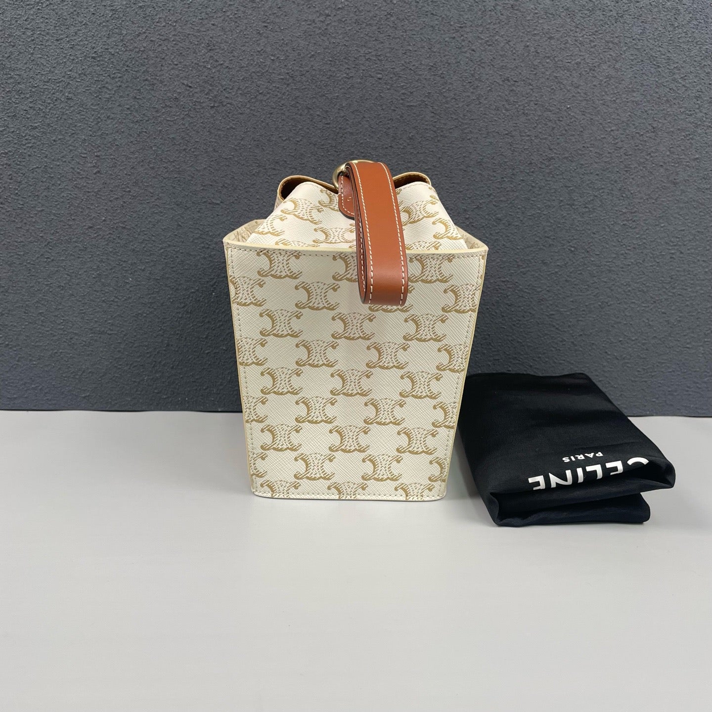 Celine - Triomphe Strap Box - Coated canvas with leather trim - White and Brown - (mini)