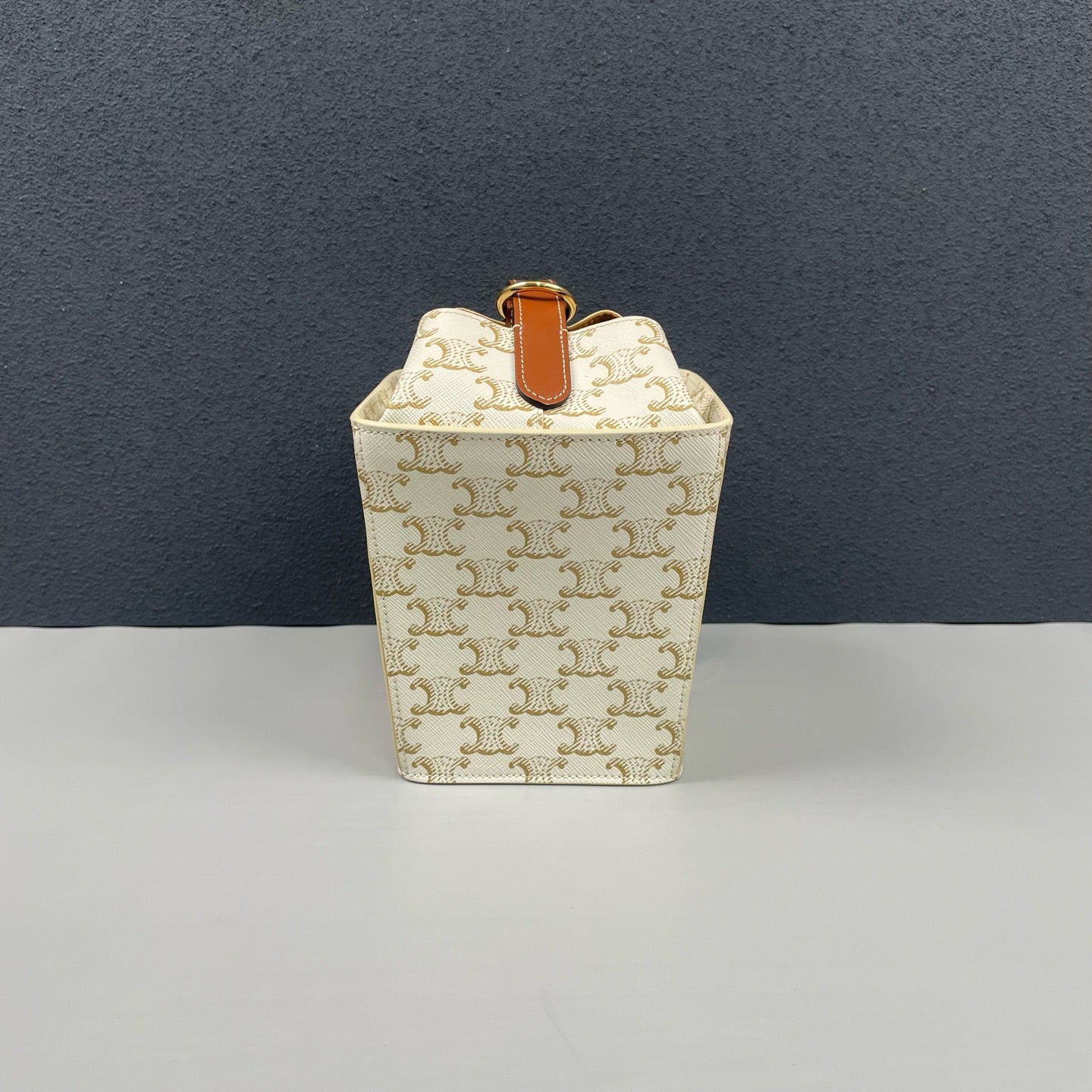 Celine - Triomphe Strap Box - Coated canvas with leather trim - White and Brown - (mini)
